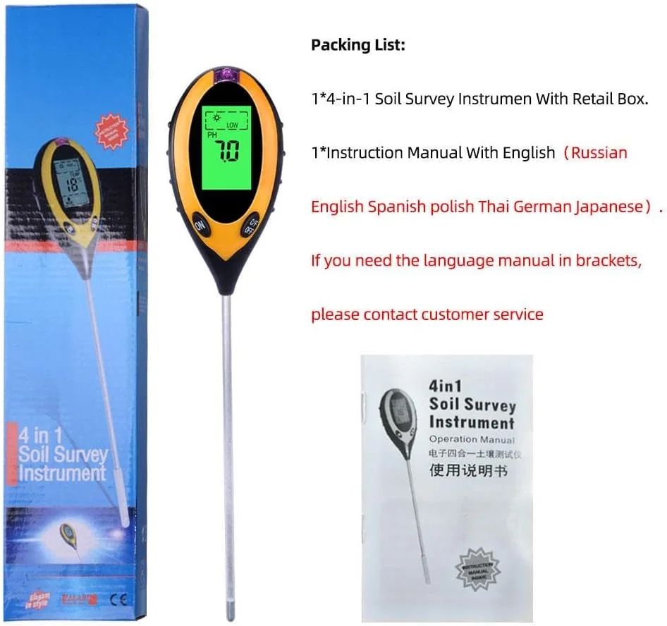 تستر خاک 4 در 1 برای سنجش PH، رطوبت، دما و نور خاک، مناسب برای باغبانی داخلی و خارجی، دارای سنسور و ست شفاف هیدروپونیک برای گیاهان خانگی و باغ تستر خاک 4 در 1 برای سنجش PH، رطوبت، دما و نور خاک، مناسب برای باغبانی داخلی و خارجی، دارای سنسور و ست شفاف هیدروپونیک برای گیاهان خانگی و باغ