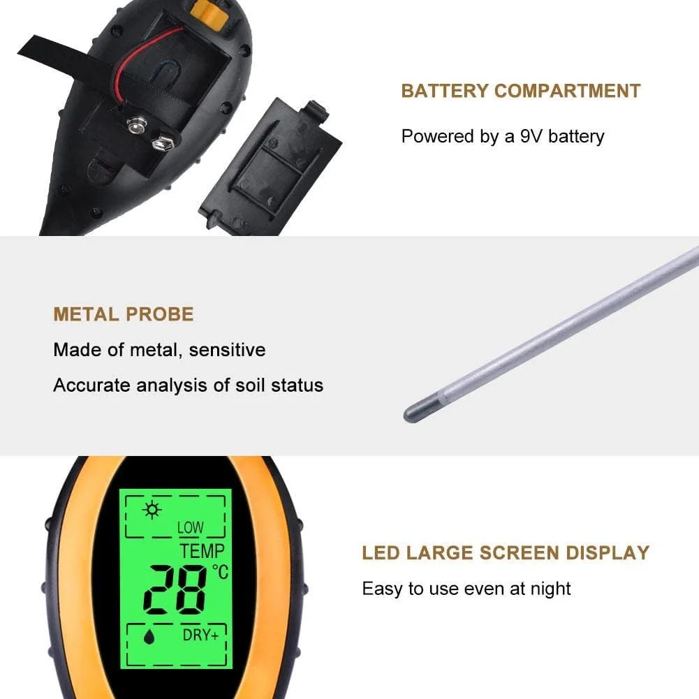 تستر خاک 4 در 1 برای سنجش PH، رطوبت، دما و نور خاک، مناسب برای باغبانی داخلی و خارجی، دارای سنسور و ست شفاف هیدروپونیک برای گیاهان خانگی و باغ تستر خاک 4 در 1 برای سنجش PH، رطوبت، دما و نور خاک، مناسب برای باغبانی داخلی و خارجی، دارای سنسور و ست شفاف هیدروپونیک برای گیاهان خانگی و باغ