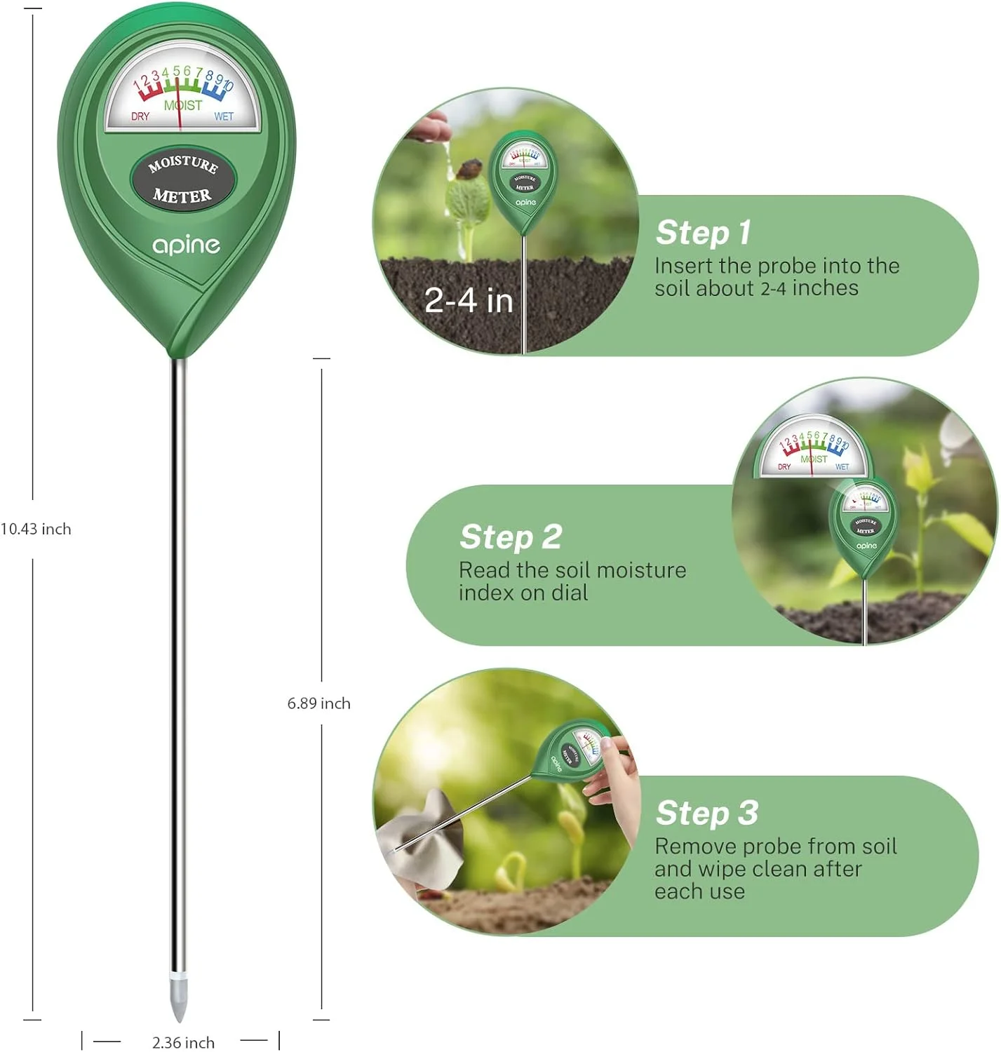 رطوبت سنج خاک آپین، رطوبت سنج گیاهان، دستگاه اندازه گیری آب گیاه برای گیاهان داخلی/خارجی (سبز) رطوبت سنج خاک آپین، رطوبت سنج گیاهان، دستگاه اندازه گیری آب گیاه برای گیاهان داخلی/خارجی (سبز)