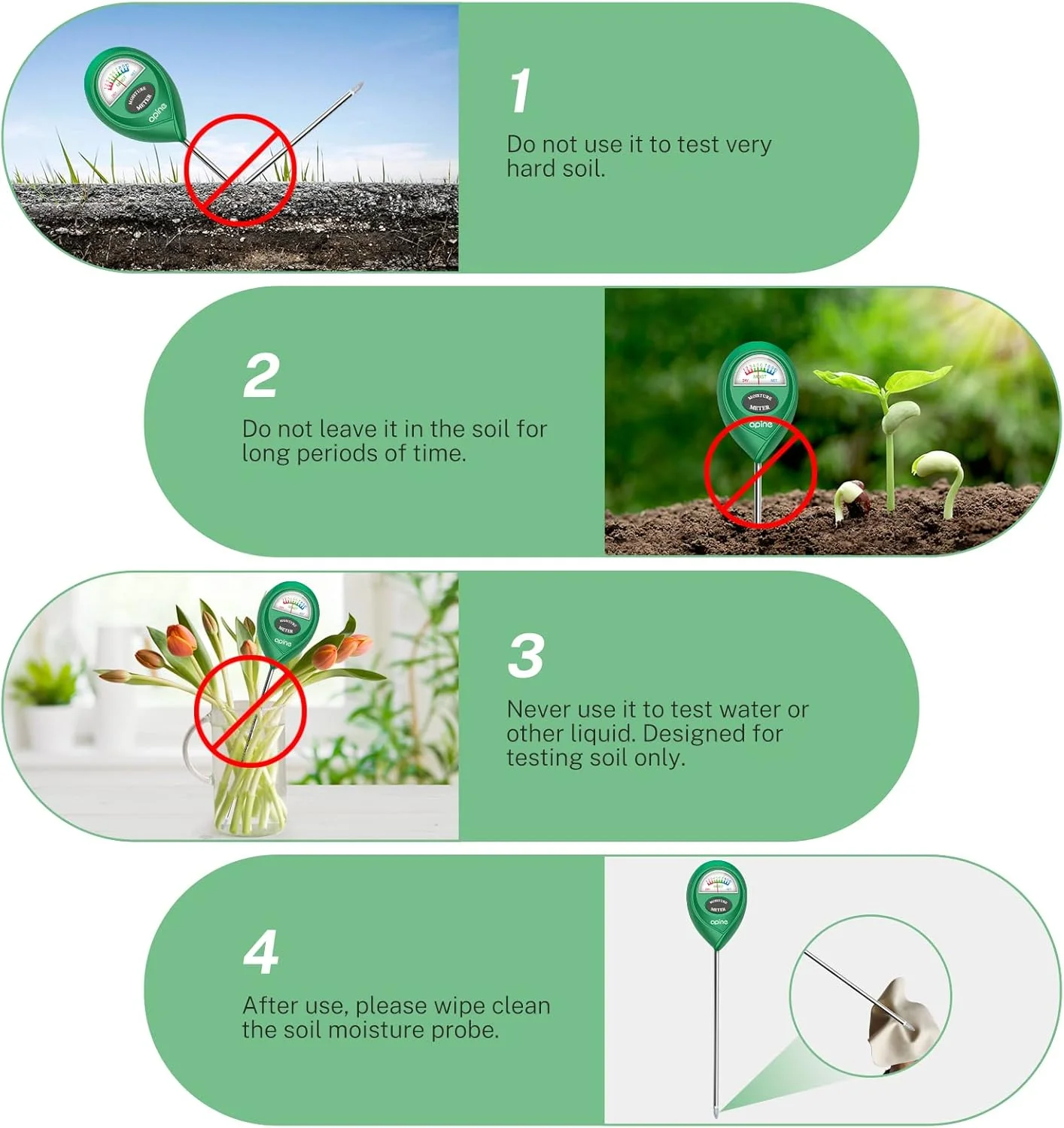 رطوبت سنج خاک آپین، رطوبت سنج گیاهان، دستگاه اندازه گیری آب گیاه برای گیاهان داخلی/خارجی (سبز) رطوبت سنج خاک آپین، رطوبت سنج گیاهان، دستگاه اندازه گیری آب گیاه برای گیاهان داخلی/خارجی (سبز)