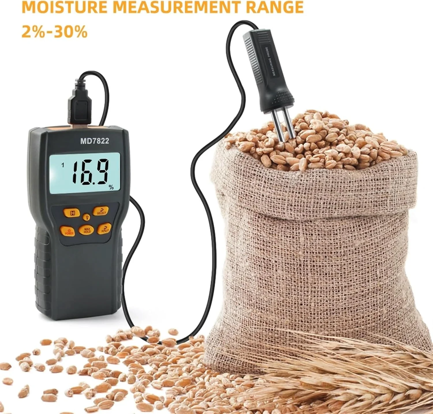 رطوبت سنج دیجیتال خاک، دماسنج مواد غذایی، رطوبت سنج با پروب بلند، آنالیزور رطوبت، ردیاب آب برای برنج و لوبیا رطوبت سنج دیجیتال خاک، دماسنج مواد غذایی، رطوبت سنج با پروب بلند، آنالیزور رطوبت، ردیاب آب برای برنج و لوبیا