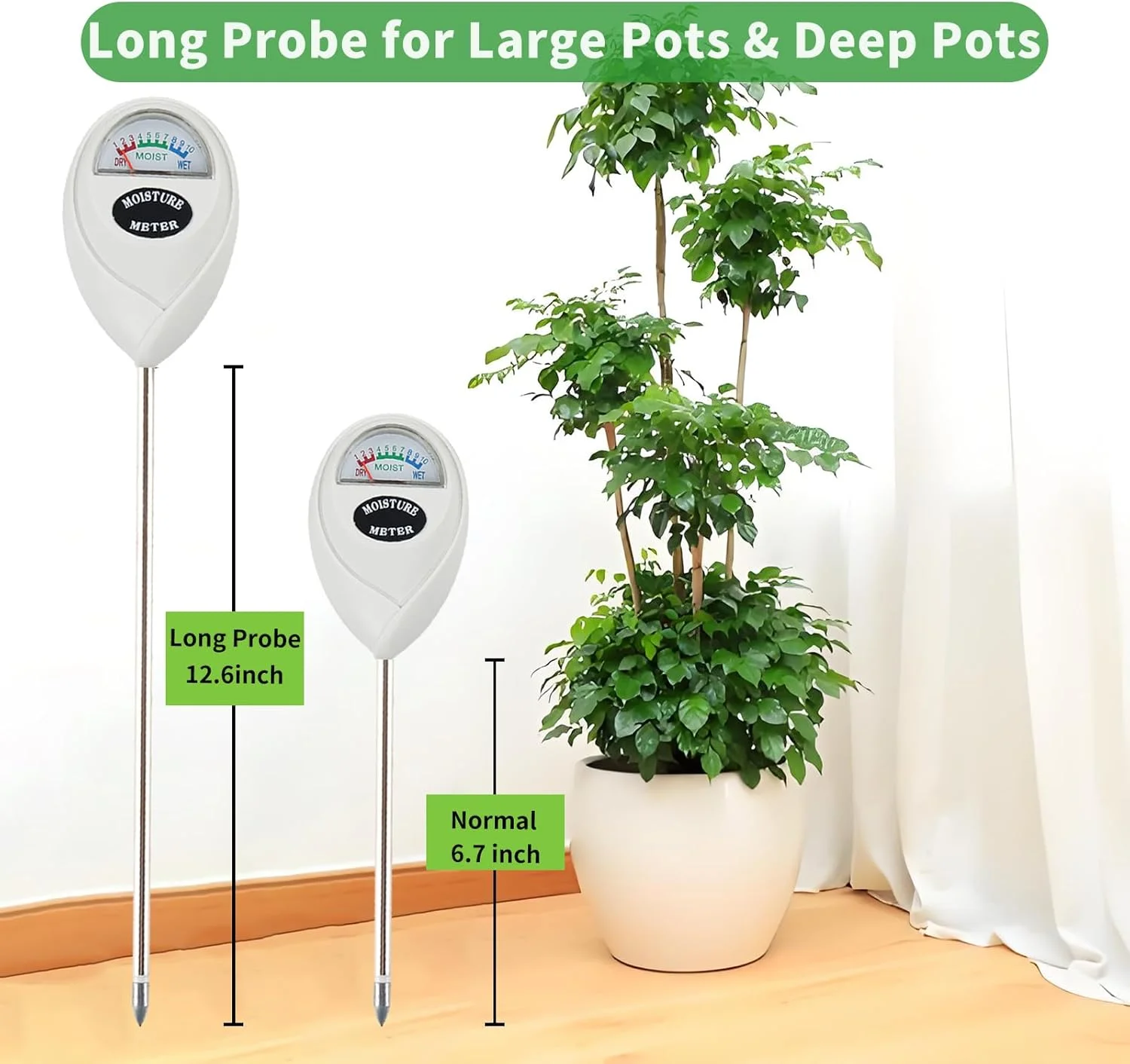 رطوبت سنج خاک با میله بلند، مناسب برای گیاهان آپارتمانی، سنسور رطوبت خاک برای داخل و خارج خانه، باغ، مزرعه، مراقبت از چمن، بدون نیاز به باتری (سفید) رطوبت سنج خاک با میله بلند، مناسب برای گیاهان آپارتمانی، سنسور رطوبت خاک برای داخل و خارج خانه، باغ، مزرعه، مراقبت از چمن، بدون نیاز به باتری (سفید)
