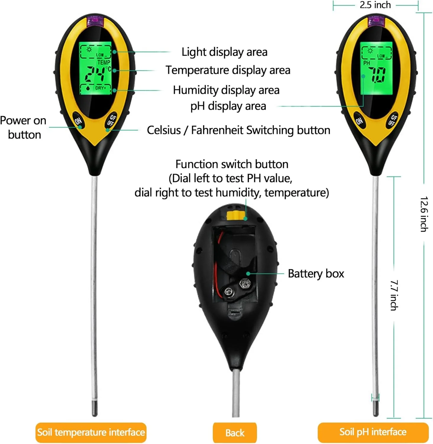 رطوبت سنج خاک NALACAL، مانیتور آب گیاه 4 در 1 با تستر pH، کیت ابزار باغبانی برای مراقبت از گیاه، عالی برای باغ، چمن، مزرعه، استفاده در فضای داخلی و خارجی رطوبت سنج خاک NALACAL، مانیتور آب گیاه 4 در 1 با تستر pH، کیت ابزار باغبانی برای مراقبت از گیاه، عالی برای باغ، چمن، مزرعه، استفاده در فضای داخلی و خارجی