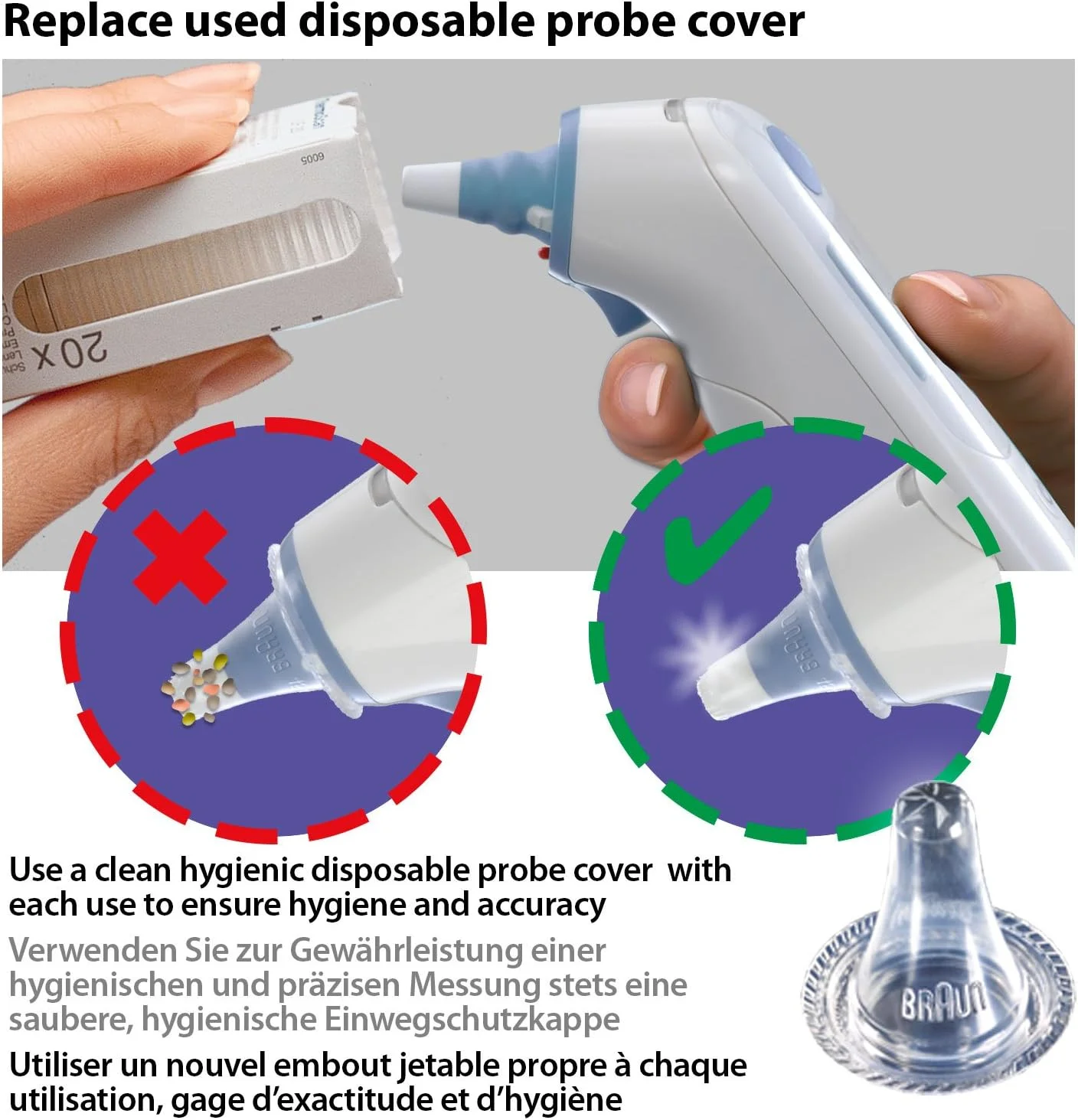 روکش دماسنج گوش براون مدل ThermoScan، بسته 40 عددی روکش دماسنج گوش براون مدل ThermoScan، بسته 40 عددی