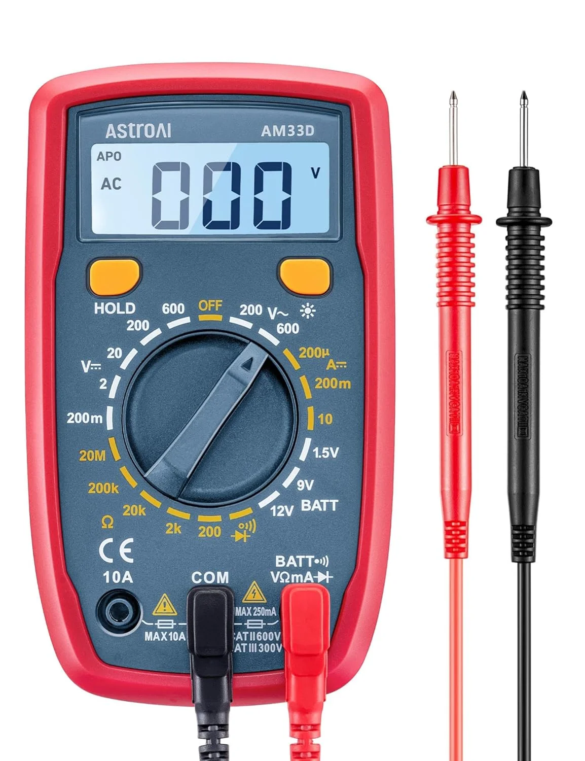 مولتی متر دیجیتال AstroAI ولت متر اهم متر آمپرمتر تستر چند منظوره با نور پس زمینه LCD، اندازه گیری ولتاژ، جریان، مقاومت؛ تست پیوستگی، دیود مولتی متر دیجیتال AstroAI ولت متر اهم متر آمپرمتر تستر چند منظوره با نور پس زمینه LCD، اندازه گیری ولتاژ، جریان، مقاومت؛ تست پیوستگی، دیود