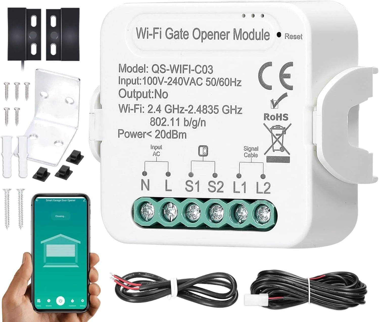کنترلر هوشمند درب بازکن گاراژ Tuya WiFi Domary، کنترل از راه دور با تلفن همراه، سازگار با الکسا و هوم برای کنترل صوتی کنترلر هوشمند درب بازکن گاراژ Tuya WiFi Domary، کنترل از راه دور با تلفن همراه، سازگار با الکسا و هوم برای کنترل صوتی