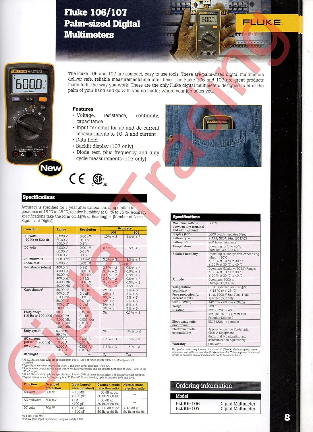 مولتی متر دیجیتال جیبی فلوک 106