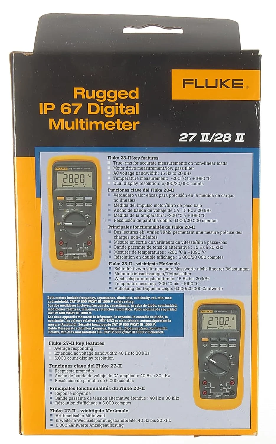 مولتی متر دیجیتال فلوک FLUKE 28-II/EUR TRMS AC با 19999 رقم، 1000 ولت AC، 1000 ولت DC و 10 آمپر DC مولتی متر دیجیتال فلوک FLUKE 28-II/EUR TRMS AC با 19999 رقم، 1000 ولت AC، 1000 ولت DC و 10 آمپر DC