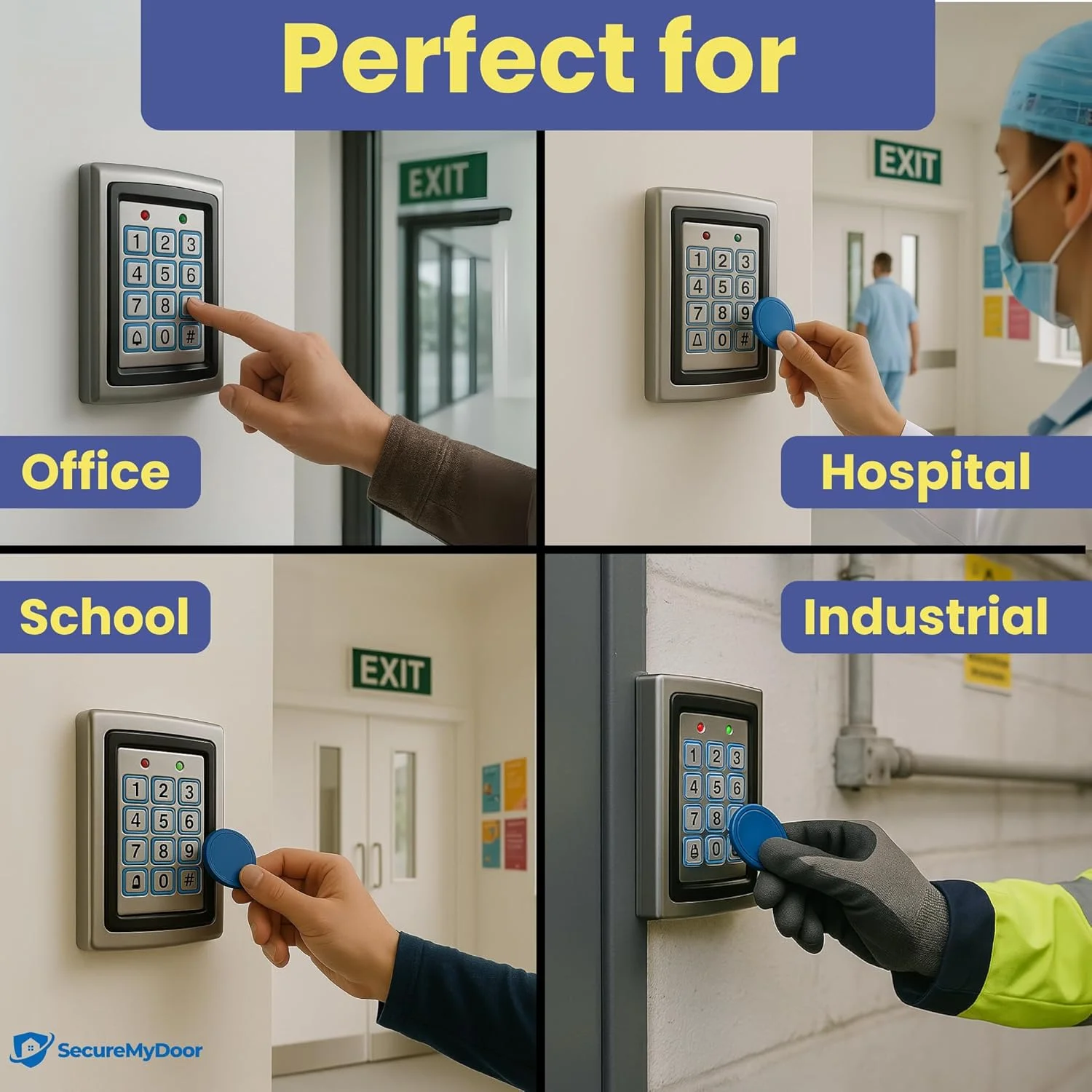 صفحه کلید دیجیتال مجاورتی SecureMyDoor برای سیستم ورود درب | با هر دو جاسوئیچی RFID و ورود کد پین | برای استفاده از کنترل دسترسی امنیتی داخلی | صفحه کلید لمسی با نور پس زمینه | صفحه کلید LED مستقل صفحه کلید دیجیتال مجاورتی SecureMyDoor برای سیستم ورود درب | با هر دو جاسوئیچی RFID و ورود کد پین | برای استفاده از کنترل دسترسی امنیتی داخلی | صفحه کلید لمسی با نور پس زمینه | صفحه کلید LED مستقل