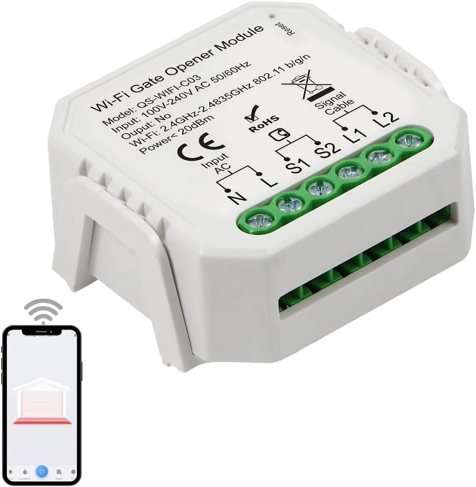 بازکننده درب وای فای، بازکننده درب گاراژ وای فای، اتصال به بازکننده های درب و گاراژ موجود، سازگار با آمازون الکسا، دستیار گوگل بازکننده درب وای فای، بازکننده درب گاراژ وای فای، اتصال به بازکننده های درب و گاراژ موجود، سازگار با آمازون الکسا، دستیار گوگل