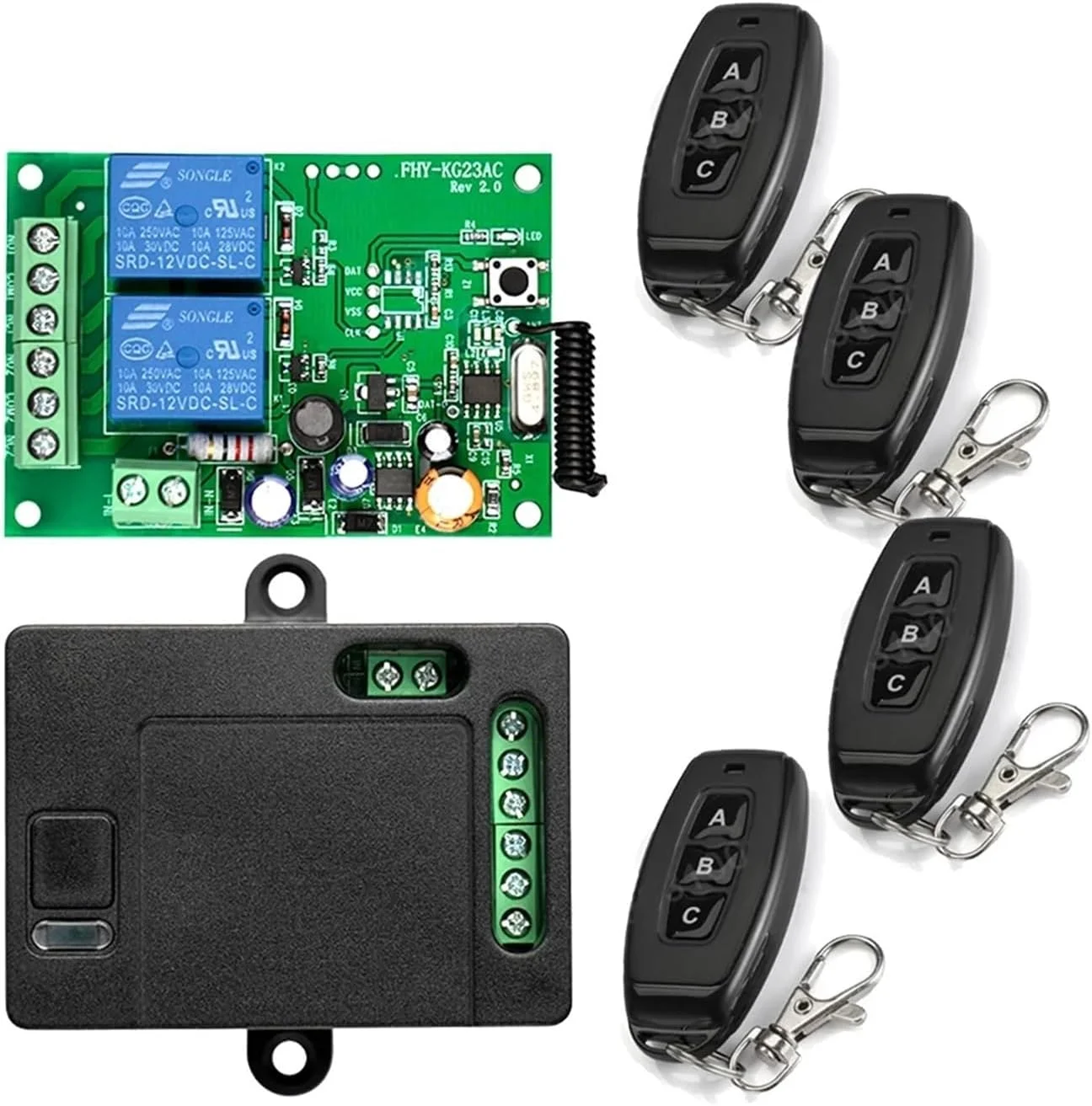 موتور درب کشویی، کنترل از راه دور بی سیم 433 مگاهرتز AC220V 2CH گیرنده و فرستنده رله فرکانس رادیویی جهانی برای کنترل موتور درب گاراژ و دروازه (1RC 4T) موتور درب کشویی، کنترل از راه دور بی سیم 433 مگاهرتز AC220V 2CH گیرنده و فرستنده رله فرکانس رادیویی جهانی برای کنترل موتور درب گاراژ و دروازه (1RC 4T)