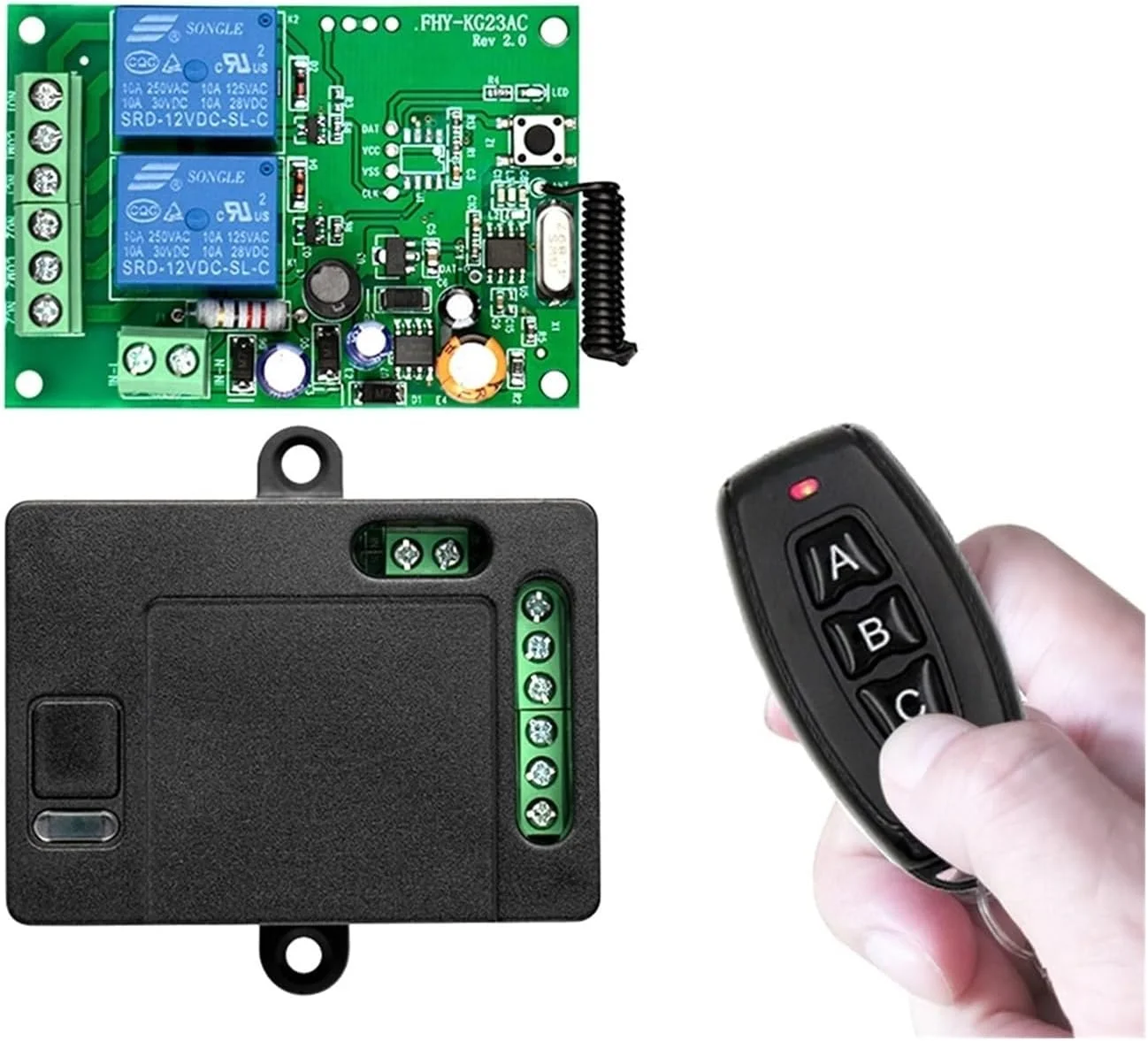 موتور درب کشویی، کنترل از راه دور بی سیم 433 مگاهرتز AC220V 2CH گیرنده و فرستنده رله فرکانس رادیویی جهانی برای کنترل موتور درب گاراژ و دروازه (1RC 4T) موتور درب کشویی، کنترل از راه دور بی سیم 433 مگاهرتز AC220V 2CH گیرنده و فرستنده رله فرکانس رادیویی جهانی برای کنترل موتور درب گاراژ و دروازه (1RC 4T)