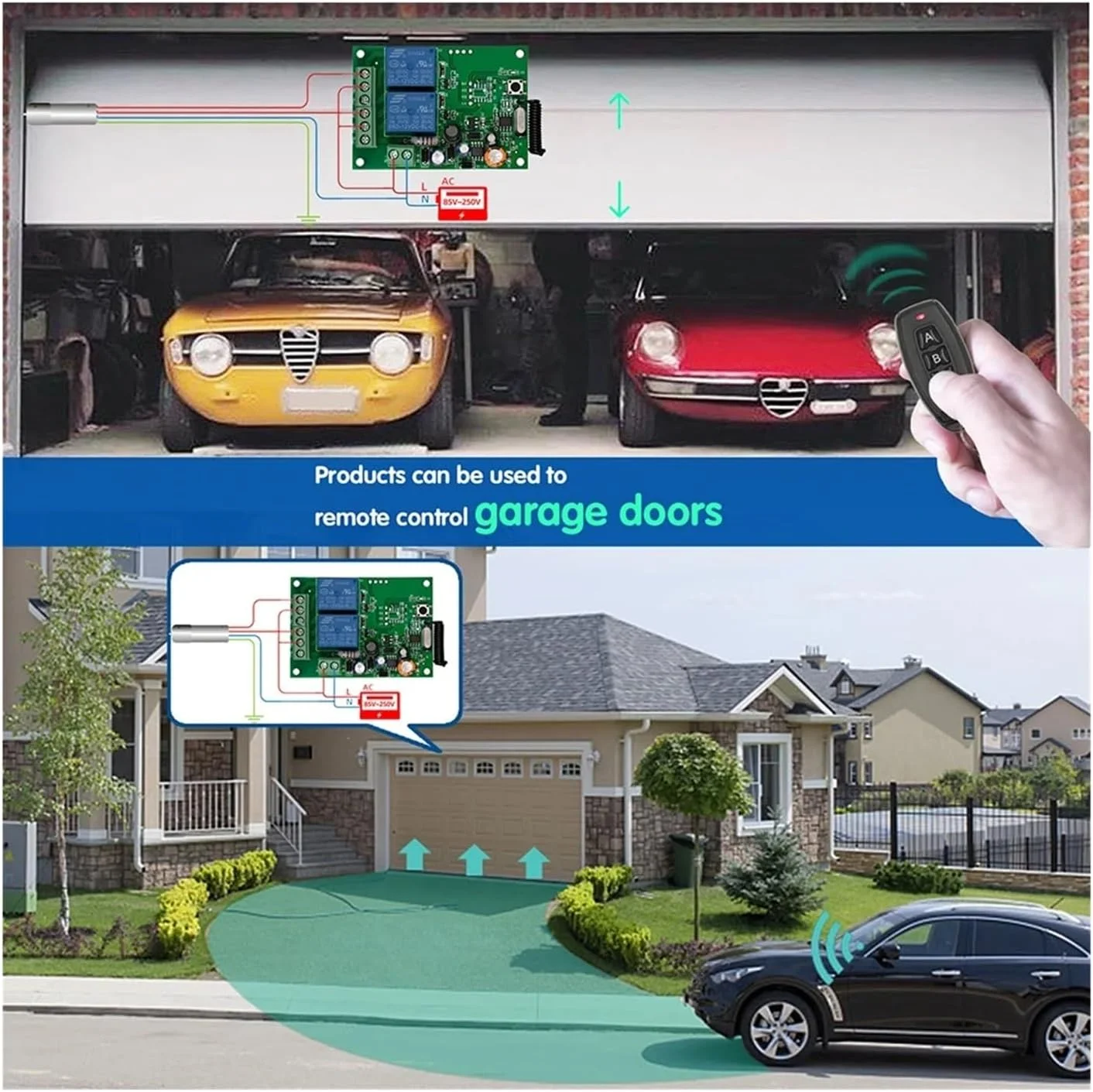 موتور درب کشویی، کنترل از راه دور بی سیم 433 مگاهرتز AC220V 2CH گیرنده و فرستنده رله فرکانس رادیویی جهانی برای کنترل موتور درب گاراژ و دروازه (1RC 4T) موتور درب کشویی، کنترل از راه دور بی سیم 433 مگاهرتز AC220V 2CH گیرنده و فرستنده رله فرکانس رادیویی جهانی برای کنترل موتور درب گاراژ و دروازه (1RC 4T)