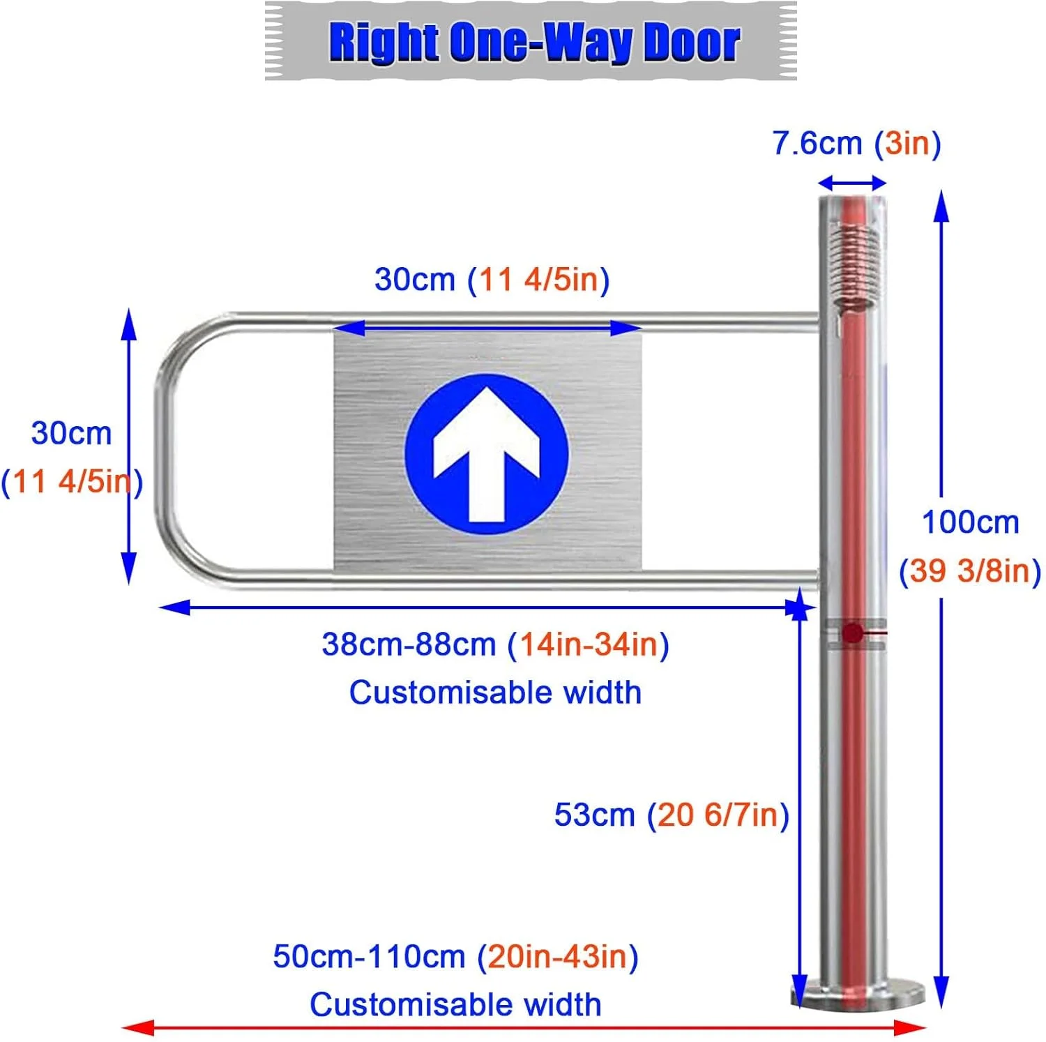 درب گردان ایمنی فنری استیل ضد زنگ برای رستوران ها، سوپرمارکت ها و مراکز خرید، درب ورودی یک طرفه (راست WxH 85x100cm)، راه حل کنترل دسترسی بادوام درب گردان ایمنی فنری استیل ضد زنگ برای رستوران ها، سوپرمارکت ها و مراکز خرید، درب ورودی یک طرفه (راست WxH 85x100cm)، راه حل کنترل دسترسی بادوام