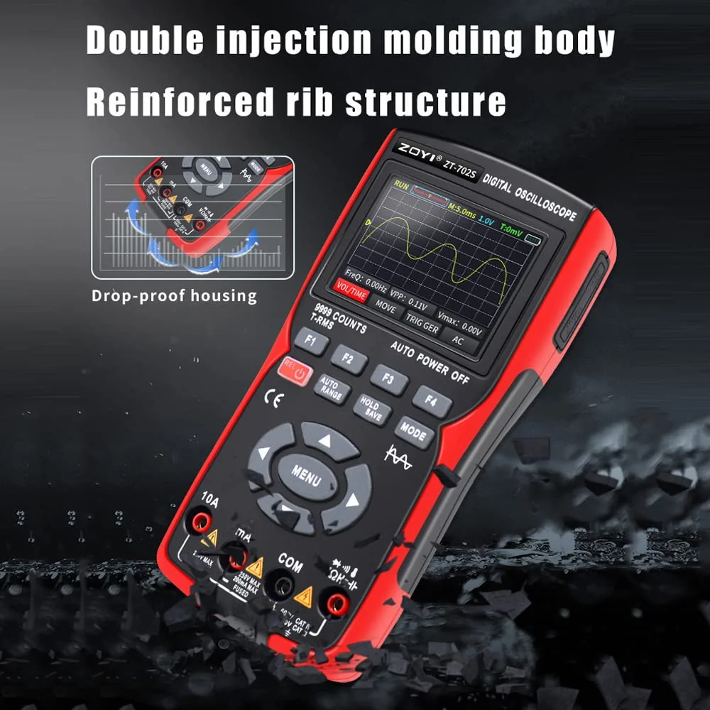 اسیلوسکوپ دیجیتال 2 در 1 Morelian، مولتی متر، نرخ نمونه برداری 48MSa/s، پهنای باند 10 مگاهرتز، 9999 شمارش RMS واقعی، صفحه نمایش رنگی 2.8 اینچی IPS، مولتی مترو اسیلوسکوپ دیجیتال 2 در 1 Morelian، مولتی متر، نرخ نمونه برداری 48MSa/s، پهنای باند 10 مگاهرتز، 9999 شمارش RMS واقعی، صفحه نمایش رنگی 2.8 اینچی IPS، مولتی مترو