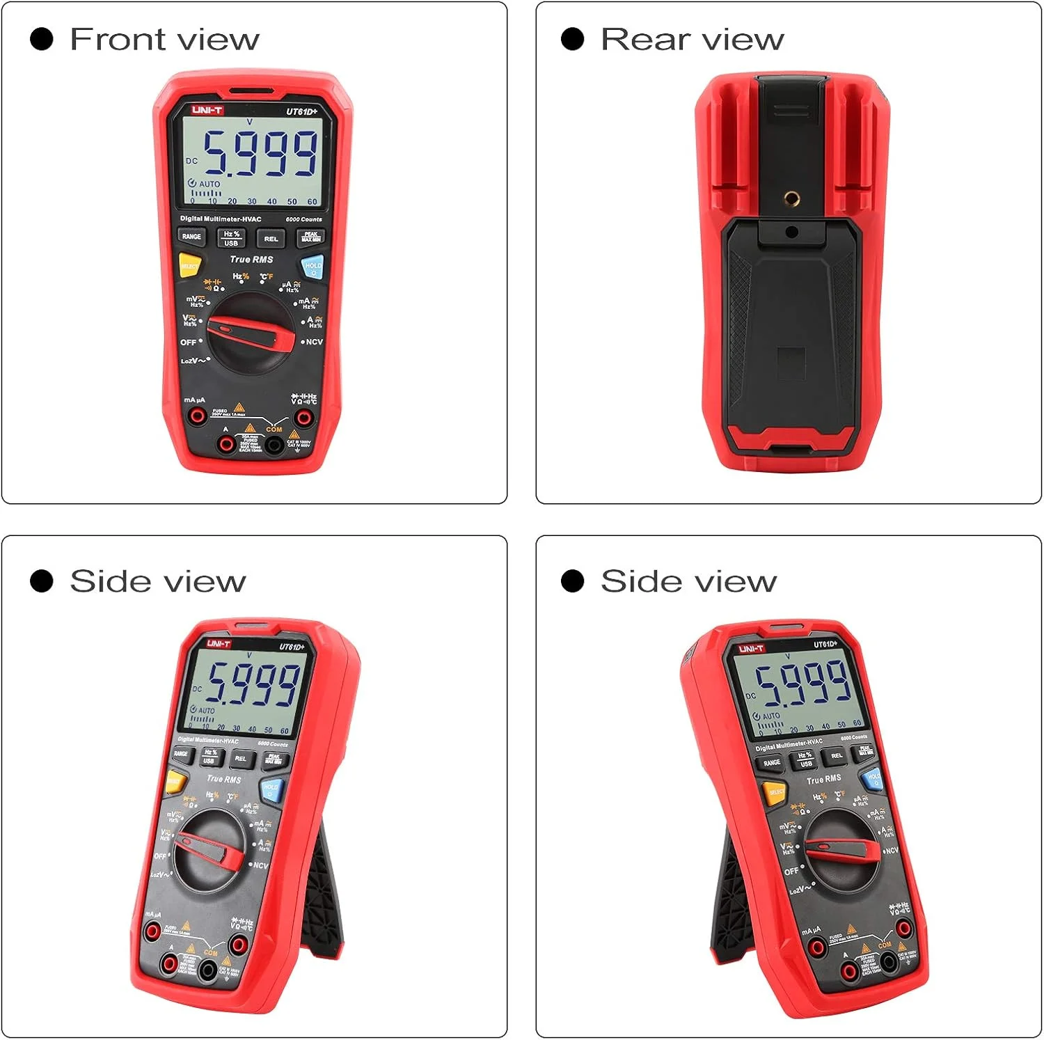 مولتی متر دیجیتال True RMS مدل UNI-T UT61D+ برای اندازه گیری ولتاژ AC/DC، جریان، مقاومت و ظرفیت مولتی متر دیجیتال True RMS مدل UNI-T UT61D+ برای اندازه گیری ولتاژ AC/DC، جریان، مقاومت و ظرفیت