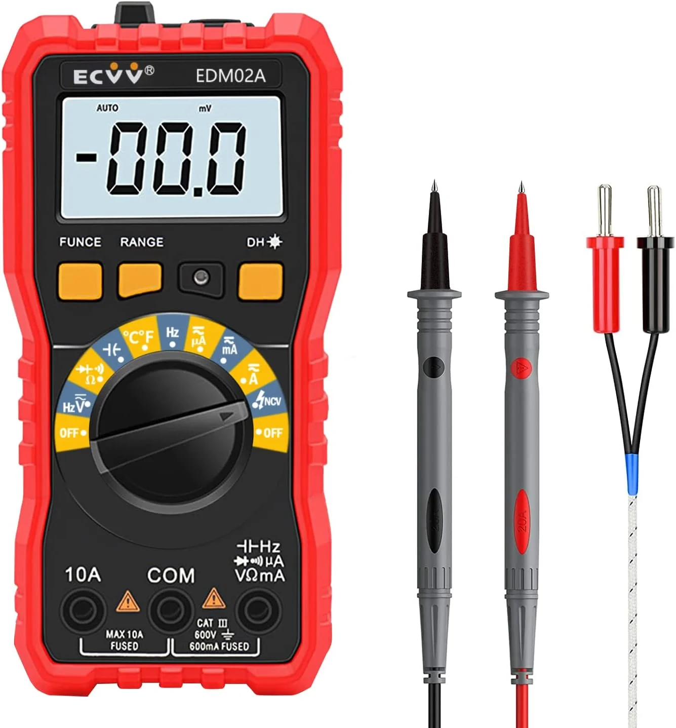 مولتی متر دیجیتال رنج خودکار NCV با جریان 10 آمپر و ولت متر 600 ولت با نور پس زمینه LCD ابزار اندازه گیری خانگی مولتی متر دیجیتال رنج خودکار NCV با جریان 10 آمپر و ولت متر 600 ولت با نور پس زمینه LCD ابزار اندازه گیری خانگی