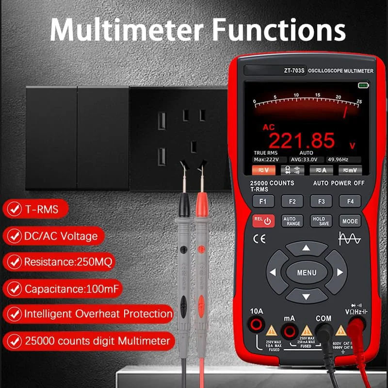 تستر مولتی متر دیجیتال 3 در 1 NALACAL، تستر چندگانه، اندازه گیری هوشمند، ولت متر با محدوده خودکار، صفحه نمایش LCD، تستر با اسیلوسکوپ دو کاناله، ولتاژ، جریان، مقاومت، پیوستگی، دیود تستر مولتی متر دیجیتال 3 در 1 NALACAL، تستر چندگانه، اندازه گیری هوشمند، ولت متر با محدوده خودکار، صفحه نمایش LCD، تستر با اسیلوسکوپ دو کاناله، ولتاژ، جریان، مقاومت، پیوستگی، دیود