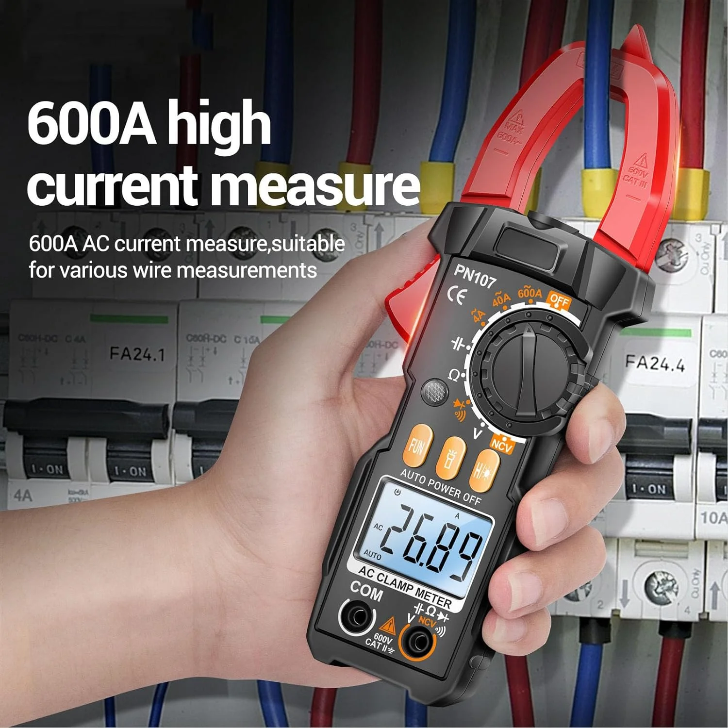 آمپرمتر کلمپی دیجیتال Jectse 600A AC DC مولتی متر تستر 5999 شمارنده برای کار برق، HVAC، خودرو با چراغ قوه، صفحه نمایش با نور پس زمینه و نشانگر NCV آمپرمتر کلمپی دیجیتال Jectse 600A AC DC مولتی متر تستر 5999 شمارنده برای کار برق، HVAC، خودرو با چراغ قوه، صفحه نمایش با نور پس زمینه و نشانگر NCV