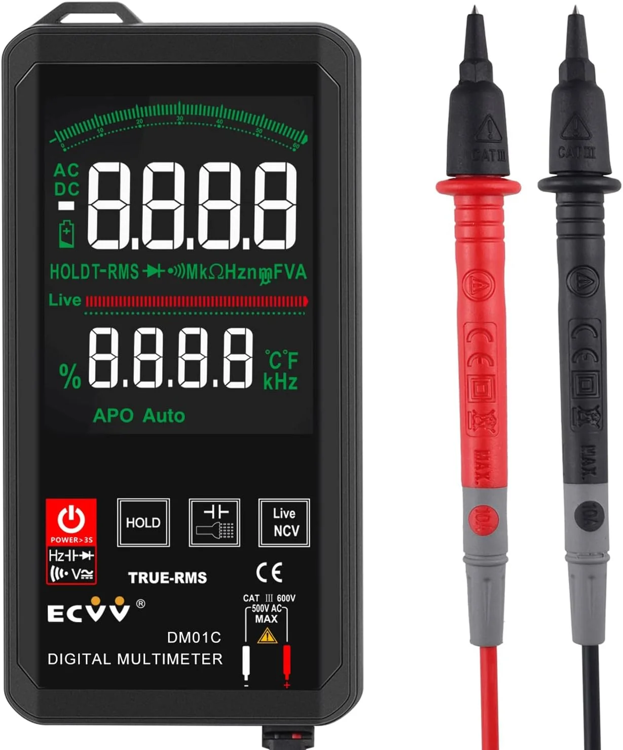 مولتی متر دیجیتال لمسی با صفحه نمایش رنگی، تشخیص خودکار، مینی NCV، مولتی متر دستی 1000 ولت DC، صفحه نمایش بزرگ، متر جهانی (صفحه نمایش رنگی) مولتی متر دیجیتال لمسی با صفحه نمایش رنگی، تشخیص خودکار، مینی NCV، مولتی متر دستی 1000 ولت DC، صفحه نمایش بزرگ، متر جهانی (صفحه نمایش رنگی)