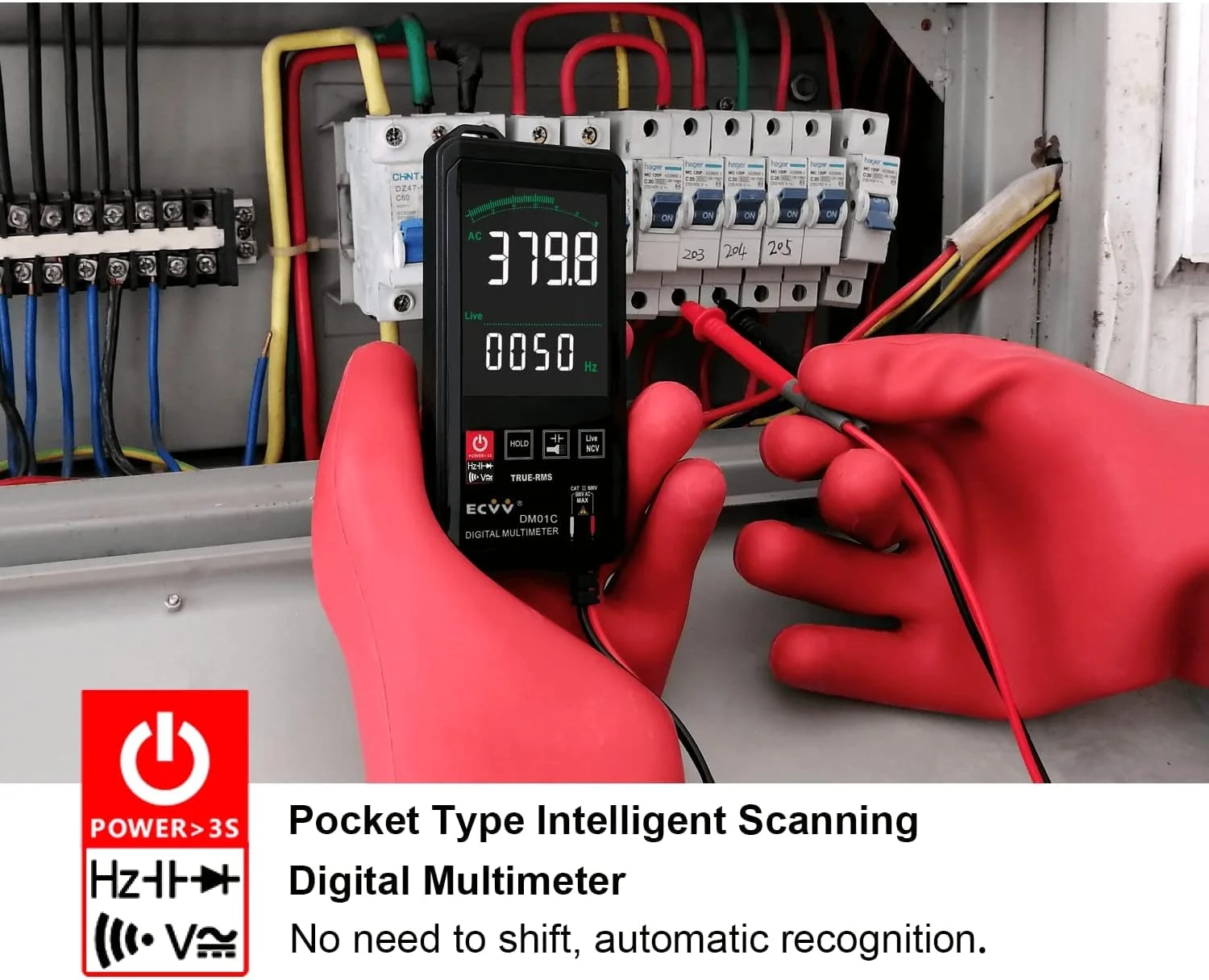 مولتی متر دیجیتال لمسی با صفحه نمایش رنگی، تشخیص خودکار، مینی NCV، مولتی متر دستی 1000 ولت DC، صفحه نمایش بزرگ، متر جهانی (صفحه نمایش رنگی)