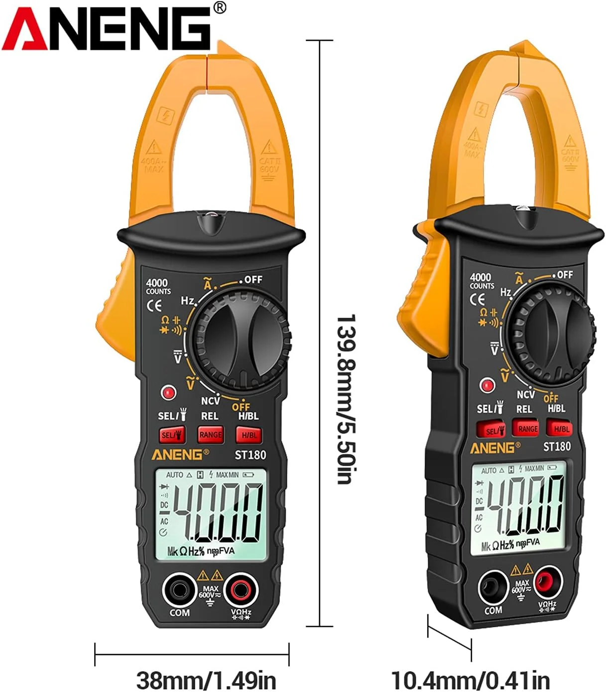 آمپرمتر کلمپی اونا مدل ST180 با 4000 شمارنده - مولتی متر کلمپی دیجیتال - ولتاژ AC/DC، آمپرمتر، تستر NCV - دما -30 تا 1000 درجه سانتیگراد آمپرمتر کلمپی اونا مدل ST180 با 4000 شمارنده - مولتی متر کلمپی دیجیتال - ولتاژ AC/DC، آمپرمتر، تستر NCV - دما -30 تا 1000 درجه سانتیگراد