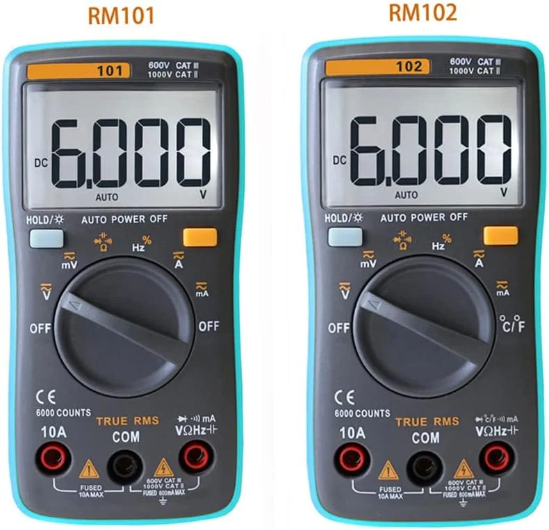 مولتی متر دیجیتال LCD چند منظوره OUNA مدل RM102 True RMS DMM برای اندازه گیری ولتاژ AC/DC، مقاومت، دیود، ظرفیت خازنی، تست دما، تشخیص خودکار قطبیت، آمپرمتر مولتی متر دیجیتال LCD چند منظوره OUNA مدل RM102 True RMS DMM برای اندازه گیری ولتاژ AC/DC، مقاومت، دیود، ظرفیت خازنی، تست دما، تشخیص خودکار قطبیت، آمپرمتر