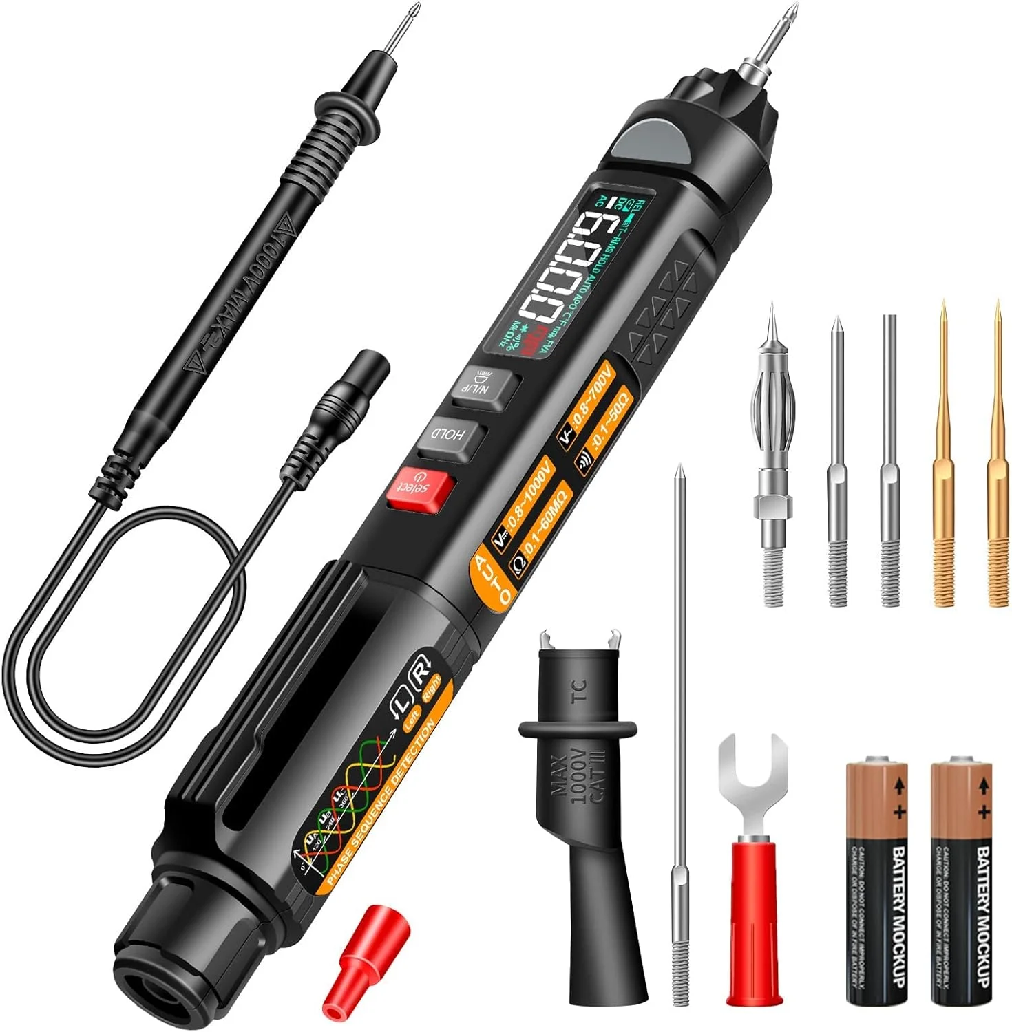 تستر ولتاژ AC/DC مولتی متر SYOSI، آمپرمتر حرفه ای نوع قلمی 6000 شمارش، تستر ولت متر غیر تماسی برای ولتاژ AC/DC، سیم زنده، مقاومت، پیوستگی و تست دیود تستر ولتاژ AC/DC مولتی متر SYOSI، آمپرمتر حرفه ای نوع قلمی 6000 شمارش، تستر ولت متر غیر تماسی برای ولتاژ AC/DC، سیم زنده، مقاومت، پیوستگی و تست دیود