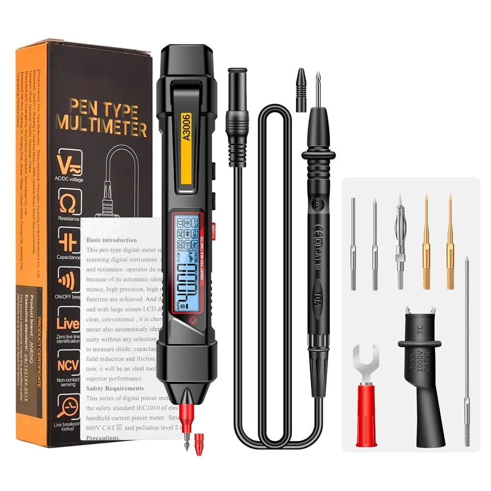 مولتی متر قلمی چند منظوره NALACAL A3006 Pro با 4000 رقم - تستر ولتاژ AC/DC، اهم، هرتز، تشخیص سیم فاز، ابزار الکتریکی دیجیتال با صفحه نمایش LCD دارای نور پس زمینه، جمع و جور و قابل حمل مولتی متر قلمی چند منظوره NALACAL A3006 Pro با 4000 رقم - تستر ولتاژ AC/DC، اهم، هرتز، تشخیص سیم فاز، ابزار الکتریکی دیجیتال با صفحه نمایش LCD دارای نور پس زمینه، جمع و جور و قابل حمل