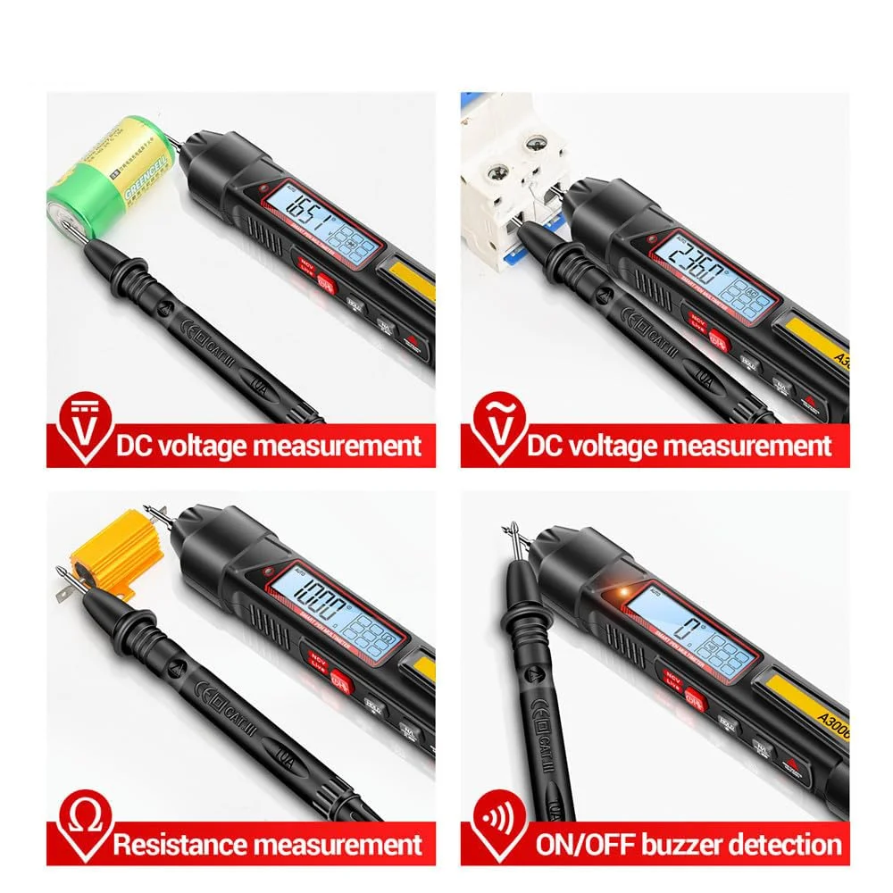 مولتی متر قلمی چند منظوره NALACAL A3006 Pro با 4000 رقم - تستر ولتاژ AC/DC، اهم، هرتز، تشخیص سیم فاز، ابزار الکتریکی دیجیتال با صفحه نمایش LCD دارای نور پس زمینه، جمع و جور و قابل حمل مولتی متر قلمی چند منظوره NALACAL A3006 Pro با 4000 رقم - تستر ولتاژ AC/DC، اهم، هرتز، تشخیص سیم فاز، ابزار الکتریکی دیجیتال با صفحه نمایش LCD دارای نور پس زمینه، جمع و جور و قابل حمل