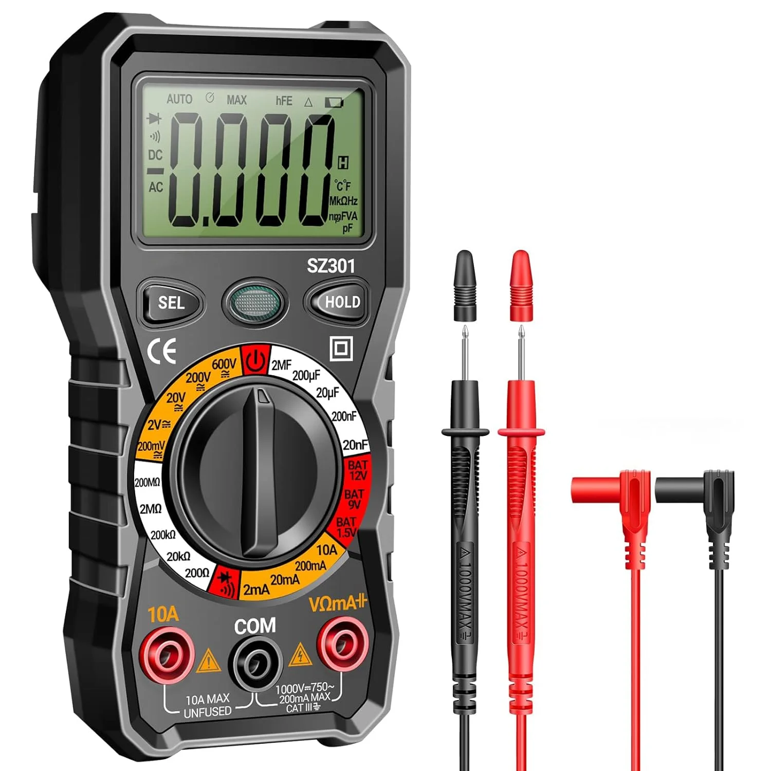 مولتی متر دیجیتال TERRIFI به همراه کیف، اندازه گیری ولتاژ DC/AC، جریان، مقاومت، پیوستگی، دیودها، اهم ولت آمپر متر، ابزار الکتریکی برای پریزهای خانگی، تست باتری خودرو مولتی متر دیجیتال TERRIFI به همراه کیف، اندازه گیری ولتاژ DC/AC، جریان، مقاومت، پیوستگی، دیودها، اهم ولت آمپر متر، ابزار الکتریکی برای پریزهای خانگی، تست باتری خودرو