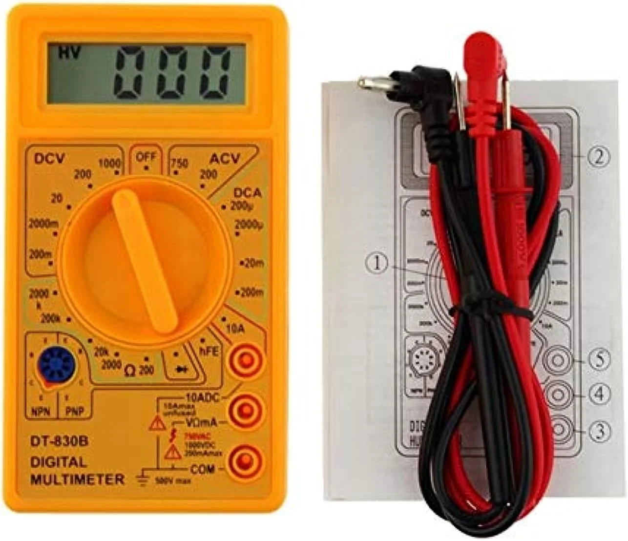 مولتی متر دیجیتال ال سی دی QZL HYQHR AC/DC 750/1000 ولت آمپرمتر اهم متر تستر ایمنی بالا مولتی متر دستی دیجیتال DT830B زرد مولتی متر دیجیتال ال سی دی QZL HYQHR AC/DC 750/1000 ولت آمپرمتر اهم متر تستر ایمنی بالا مولتی متر دستی دیجیتال DT830B زرد