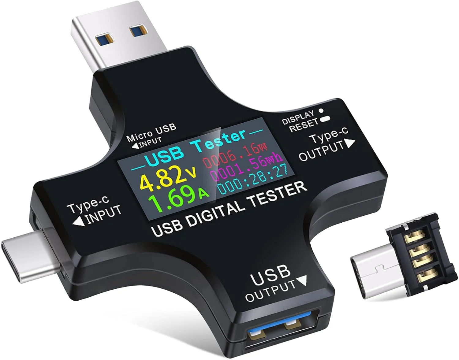 تستر USB نوع C دو در یک Eversame، مولتی متر دیجیتال LCD با صفحه نمایش رنگی، ولت متر جریان ولتاژ USB C، آمپرمتر، آشکارساز کابل USB، نشانگر شارژر DC3.6-30V/0-5.1A تستر USB نوع C دو در یک Eversame، مولتی متر دیجیتال LCD با صفحه نمایش رنگی، ولت متر جریان ولتاژ USB C، آمپرمتر، آشکارساز کابل USB، نشانگر شارژر DC3.6-30V/0-5.1A
