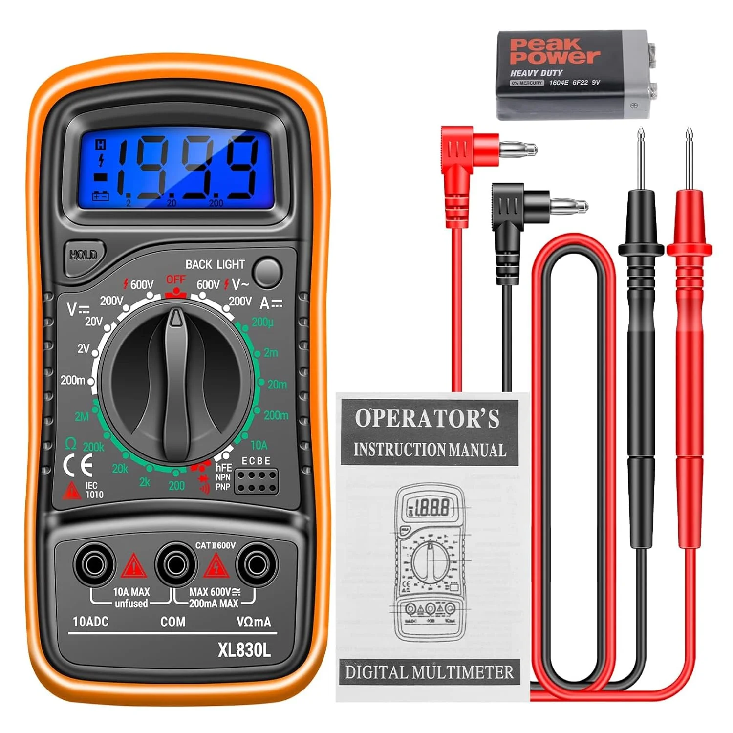 مولتی متر دیجیتال NALACAL با نور پس زمینه LCD، مولتی متر دیجیتال قابل حمل، اندازه گیری ولت متر DC AC و تستر اهم ولت آمپر، ولتاژ، جریان، مقاومت، پیوستگی (با تست سیم برق و باتری) مولتی متر دیجیتال NALACAL با نور پس زمینه LCD، مولتی متر دیجیتال قابل حمل، اندازه گیری ولت متر DC AC و تستر اهم ولت آمپر، ولتاژ، جریان، مقاومت، پیوستگی (با تست سیم برق و باتری)