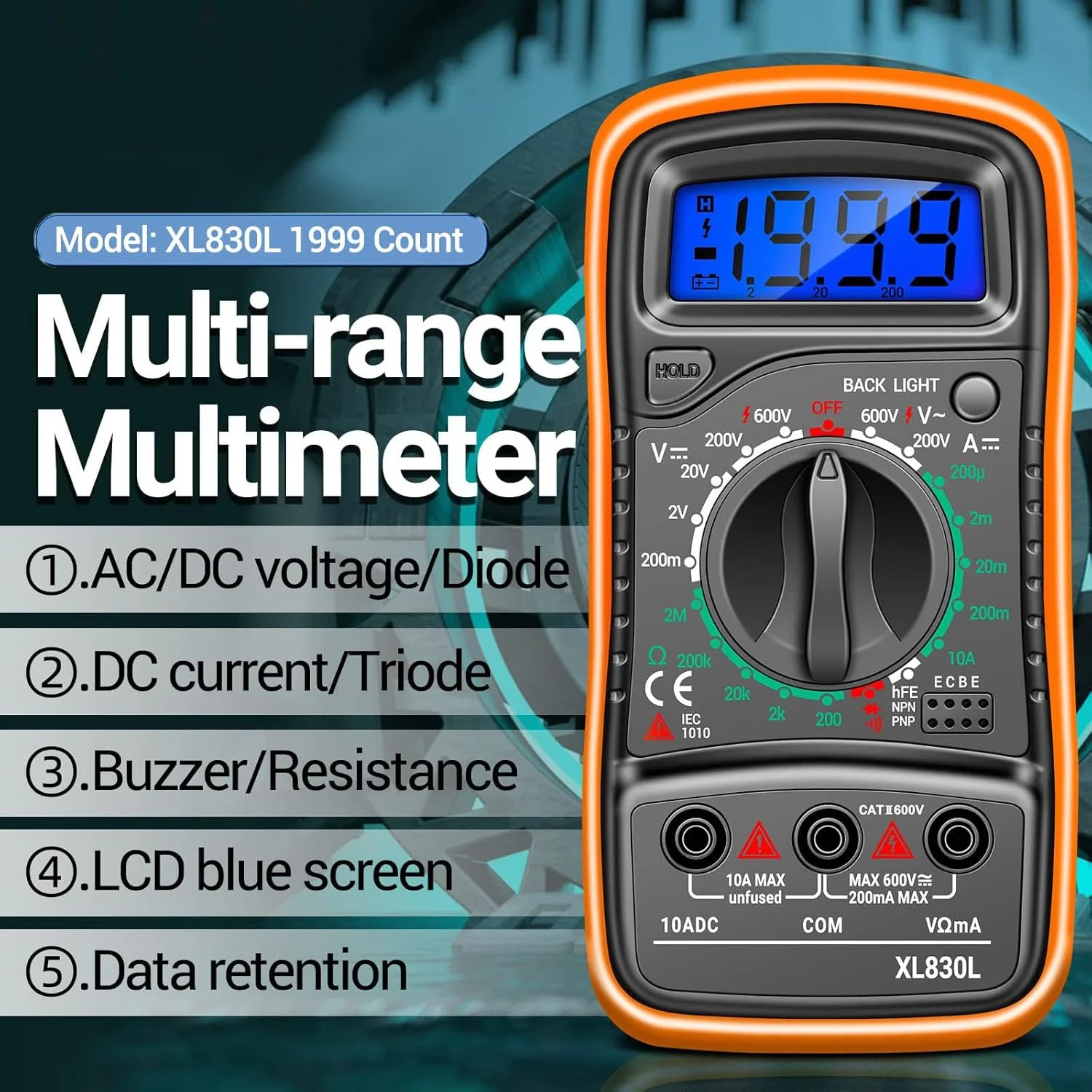 مولتی متر دیجیتال NALACAL با نور پس زمینه LCD، مولتی متر دیجیتال قابل حمل، اندازه گیری ولت متر DC AC و تستر اهم ولت آمپر، ولتاژ، جریان، مقاومت، پیوستگی (با تست سیم برق و باتری) مولتی متر دیجیتال NALACAL با نور پس زمینه LCD، مولتی متر دیجیتال قابل حمل، اندازه گیری ولت متر DC AC و تستر اهم ولت آمپر، ولتاژ، جریان، مقاومت، پیوستگی (با تست سیم برق و باتری)