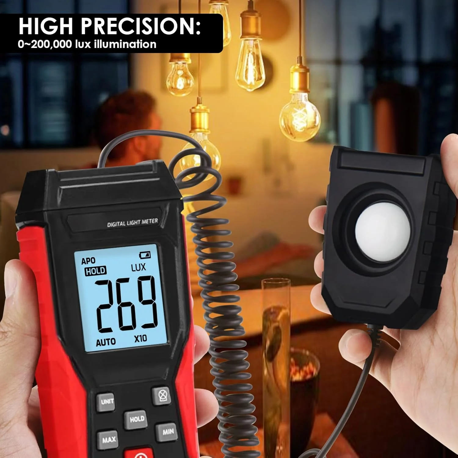 نورسنج دیجیتال دستی GAIN EXPRESS با سنسور نور، محدوده 200,000 لوکس، روشنایی برای گیاهان داخلی و خارجی نورسنج دیجیتال دستی GAIN EXPRESS با سنسور نور، محدوده 200,000 لوکس، روشنایی برای گیاهان داخلی و خارجی