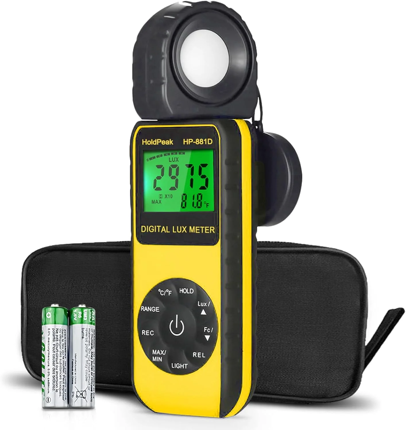 نورسنج دیجیتال هولدپیک 881D، لوکس متر دیجیتال با قابلیت اندازه گیری 0.1~400,000 لوکس (0.1~40,000 FC) با سنسور چرخشی 270 درجه، مناسب برای گیاهان، چراغ های LED، تست نور داخلی و خارجی نورسنج دیجیتال هولدپیک 881D، لوکس متر دیجیتال با قابلیت اندازه گیری 0.1~400,000 لوکس (0.1~40,000 FC) با سنسور چرخشی 270 درجه، مناسب برای گیاهان، چراغ های LED، تست نور داخلی و خارجی