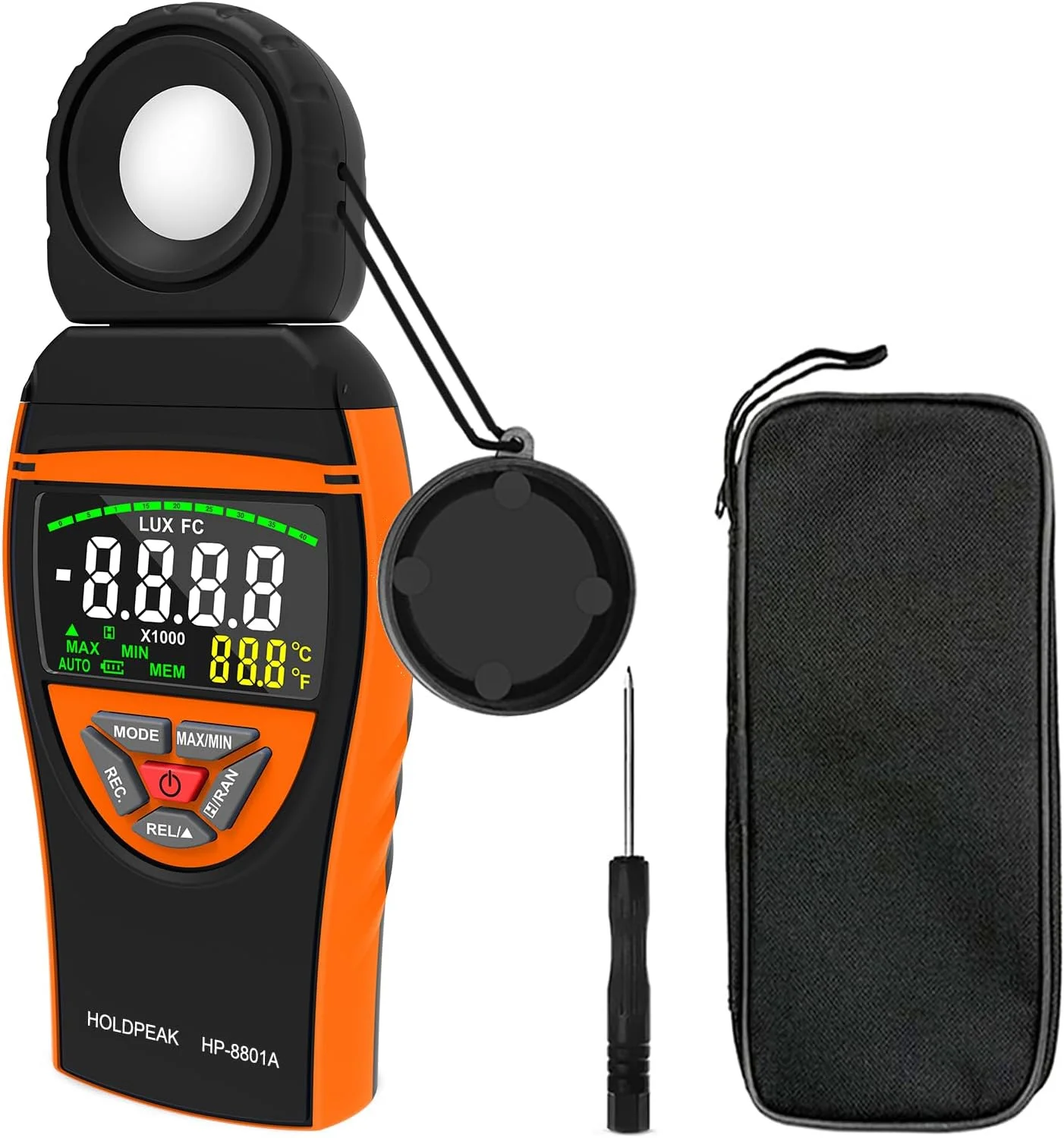 نورسنج، لوکس متر دیجیتال 0.1-400,000 لوکس، آشکارساز قابل چرخش 270 درجه، صفحه نمایش بزرگ رنگی با نور پس زمینه، نورسنج دما لوکس متر لومن متر برای عکاسی و پرورش گیاهان 8801A نورسنج، لوکس متر دیجیتال 0.1-400,000 لوکس، آشکارساز قابل چرخش 270 درجه، صفحه نمایش بزرگ رنگی با نور پس زمینه، نورسنج دما لوکس متر لومن متر برای عکاسی و پرورش گیاهان 8801A