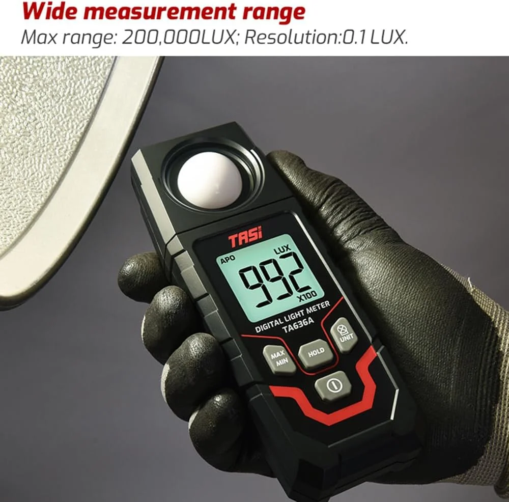 نور سنج دیجیتال TA636A، لوکس متر دستی، فتومتر با سنسور یکپارچه، صفحه نمایش ال سی دی 4 رقمی، محدوده اندازه گیری 0 تا 200000، انتخاب واحد لوکس/FC، تستر لوکس متر برای رشد نور سنج دیجیتال TA636A، لوکس متر دستی، فتومتر با سنسور یکپارچه، صفحه نمایش ال سی دی 4 رقمی، محدوده اندازه گیری 0 تا 200000، انتخاب واحد لوکس/FC، تستر لوکس متر برای رشد