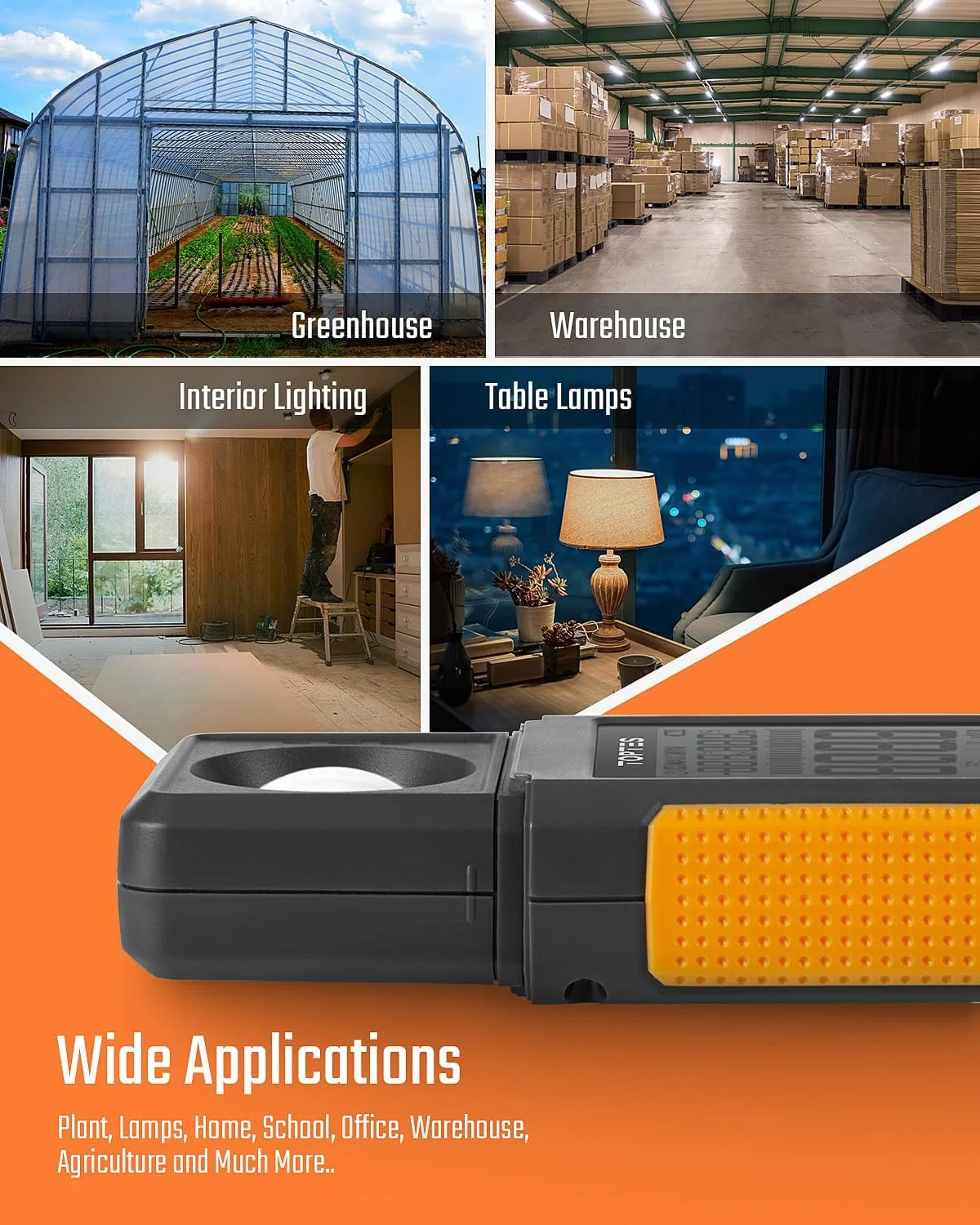 نورسنج TopTes TS-710، لوکس/فوت کندل با سنسور چرخان 180 درجه، محدوده 200,000 لوکس، نورسنج برای گیاهان، LED در خانه، مدارس و دفاتر - شامل باتری