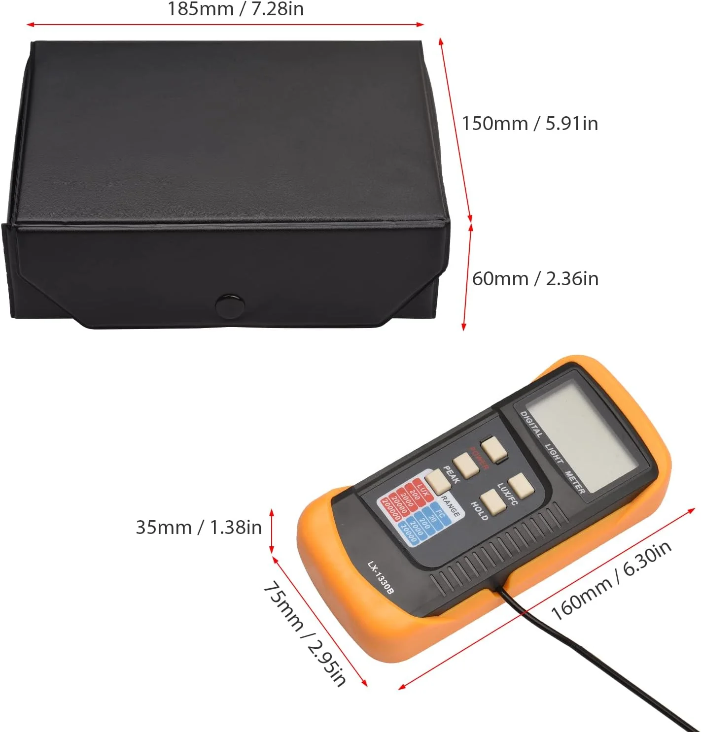نورسنج دیجیتال OUNA با محدوده دستی 200 تا 200,000 لوکس، نورسنج ال سی دی قابل حمل، تستر شدت نور با قابلیت اندازه گیری پیک برای کارخانه ها، آزمایشگاه ها و صنایع