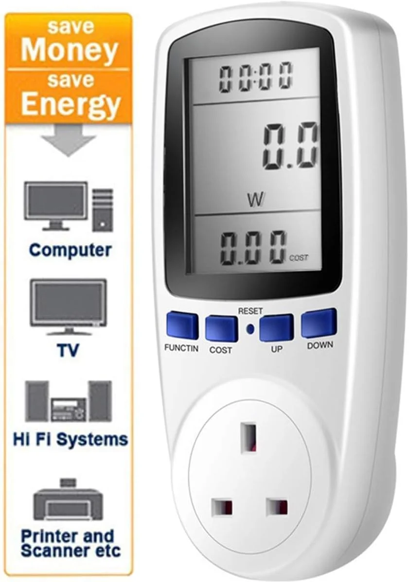 نمایشگر LCD دیجیتال میزان مصرف انرژی AC 230V - 250V، محاسبه گر هزینه، وات، ولتاژ و آمپر نمایشگر LCD دیجیتال میزان مصرف انرژی AC 230V - 250V، محاسبه گر هزینه، وات، ولتاژ و آمپر