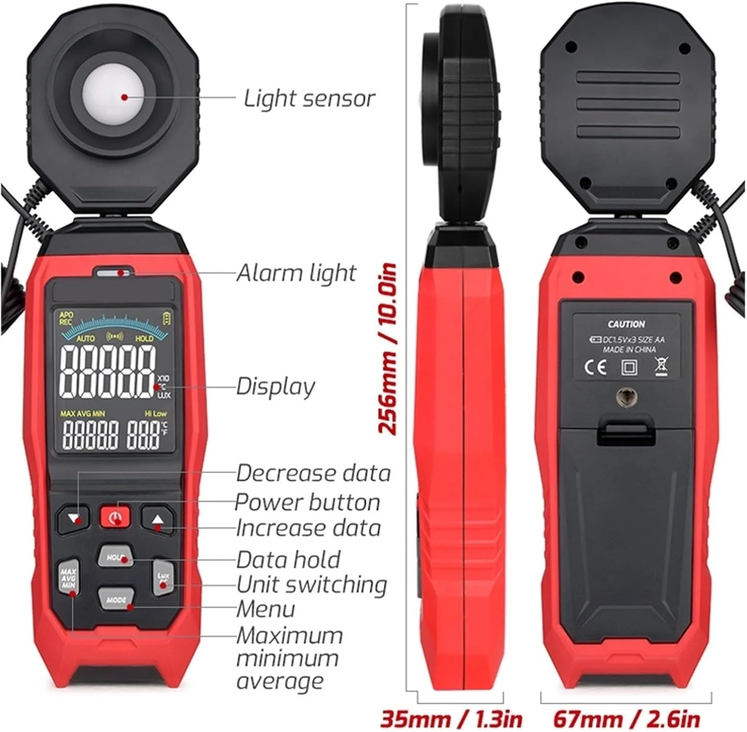 نورسنج، نورسنج دیجیتال عکاسی لوکس متر با پروب جداشدنی، روشنایی سنج 200000 لوکس/Fc، تستر محیطی نورسنج، نورسنج دیجیتال عکاسی لوکس متر با پروب جداشدنی، روشنایی سنج 200000 لوکس/Fc، تستر محیطی