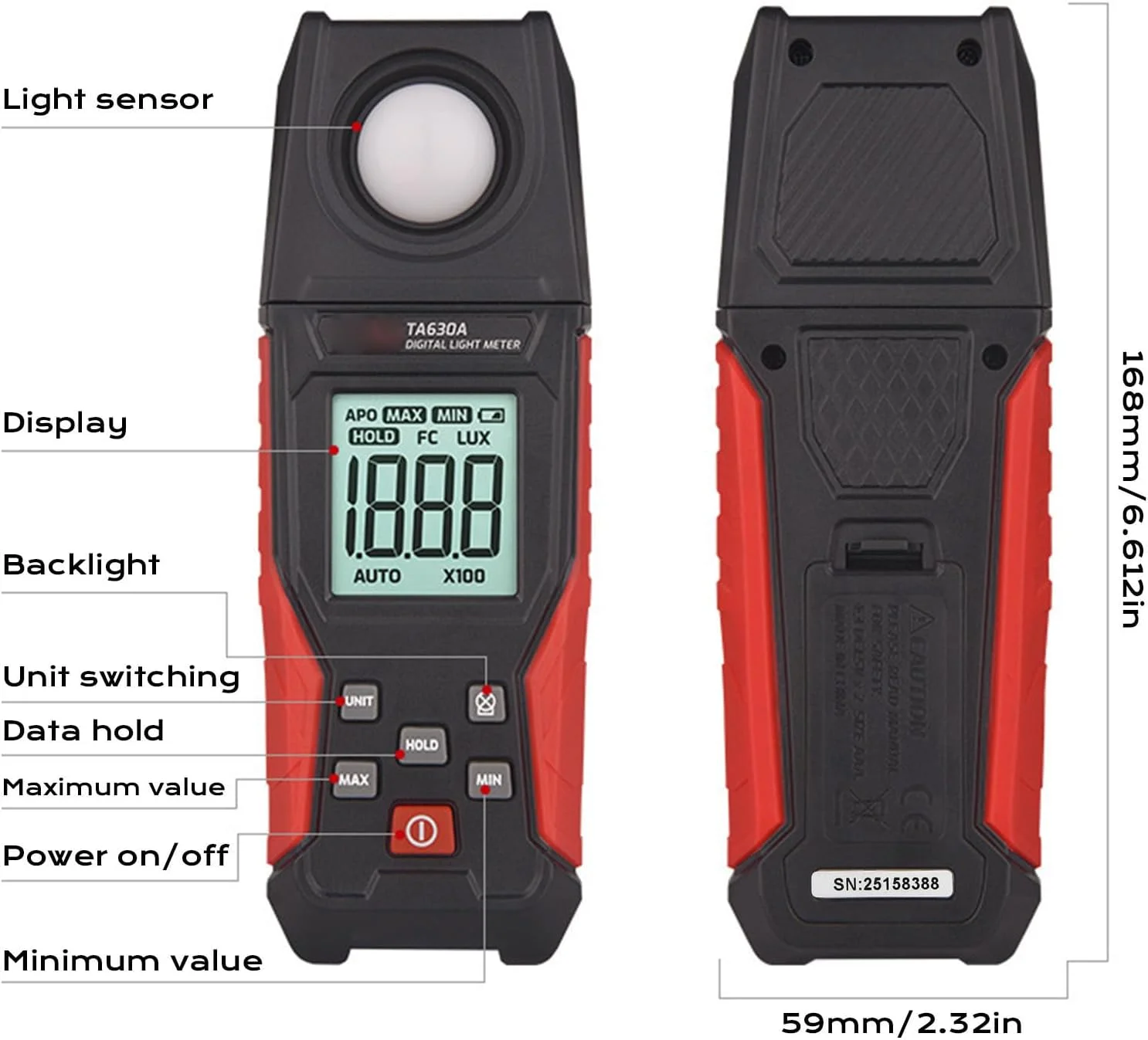 نورسنج دیجیتال، نمایشگر نورسنج با قابلیت نگهداری داده و خاموش شدن خودکار برای عکاسی داخلی و خارجی، گیاهان، چراغ های LED نورسنج دیجیتال، نمایشگر نورسنج با قابلیت نگهداری داده و خاموش شدن خودکار برای عکاسی داخلی و خارجی، گیاهان، چراغ های LED
