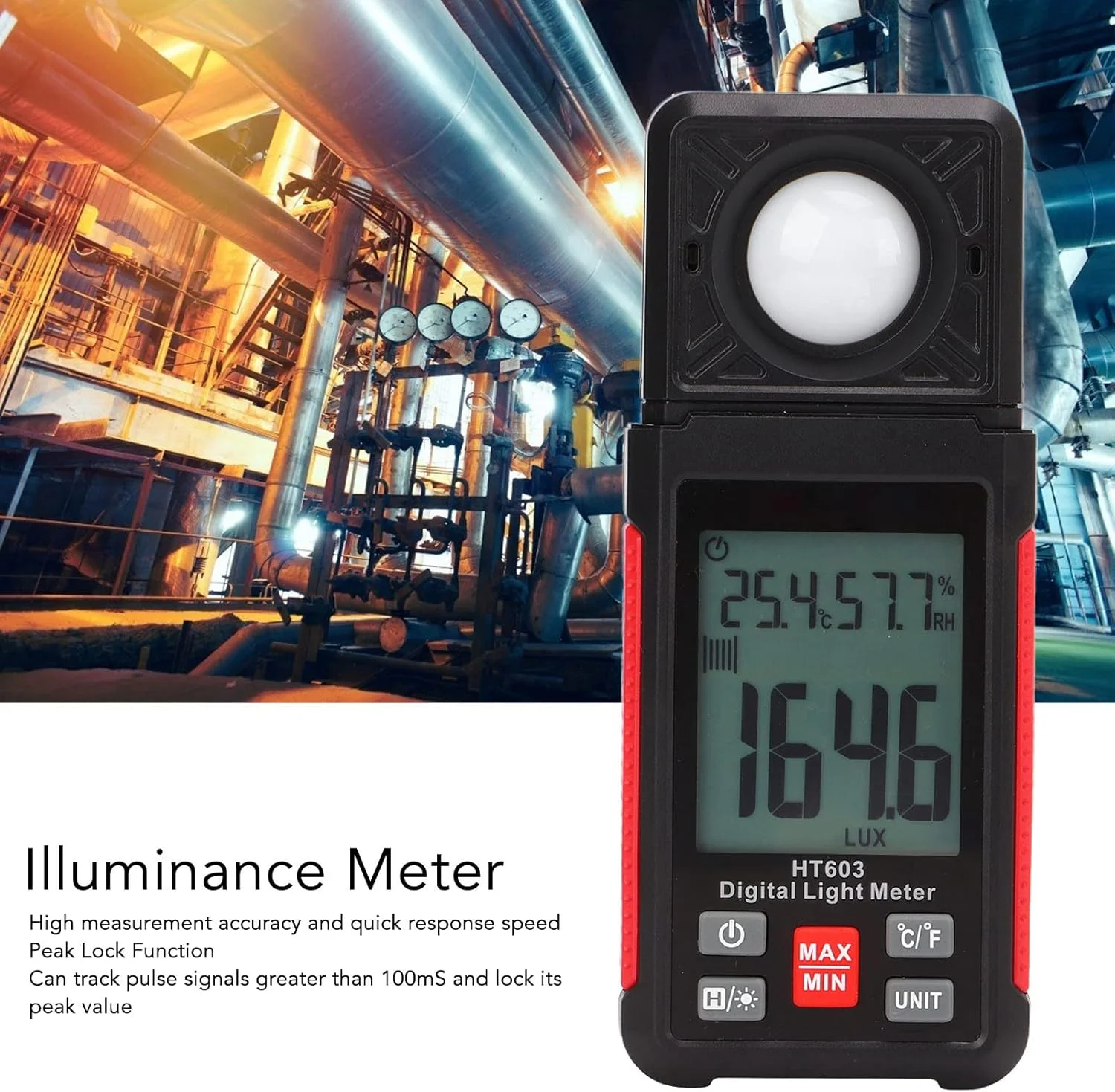 نورسنج دیجیتال HT603، لوکس متر حرفه ای با محدوده 200,000 LX، ردیابی مقدار پیک، واحدهای FC/LUX - نورسنج قابل حمل برای عکاسی، فیلم سازی، فضای داخلی نورسنج دیجیتال HT603، لوکس متر حرفه ای با محدوده 200,000 LX، ردیابی مقدار پیک، واحدهای FC/LUX - نورسنج قابل حمل برای عکاسی، فیلم سازی، فضای داخلی