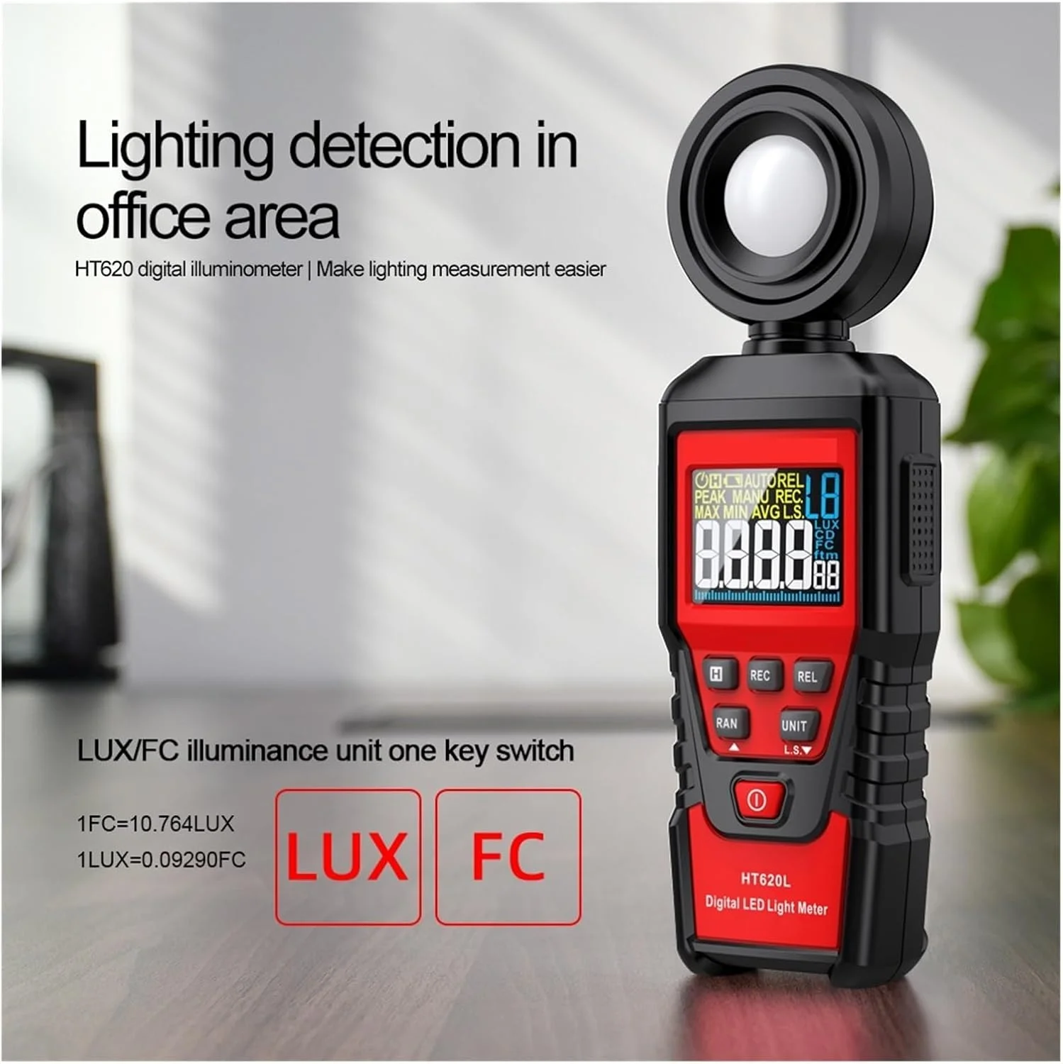 نورسنج دیجیتال 100000 لوکس، نورسنج حرفه ای لوکس متر، تست FC، روشنایی سنج LED با دقت بالا (620L)