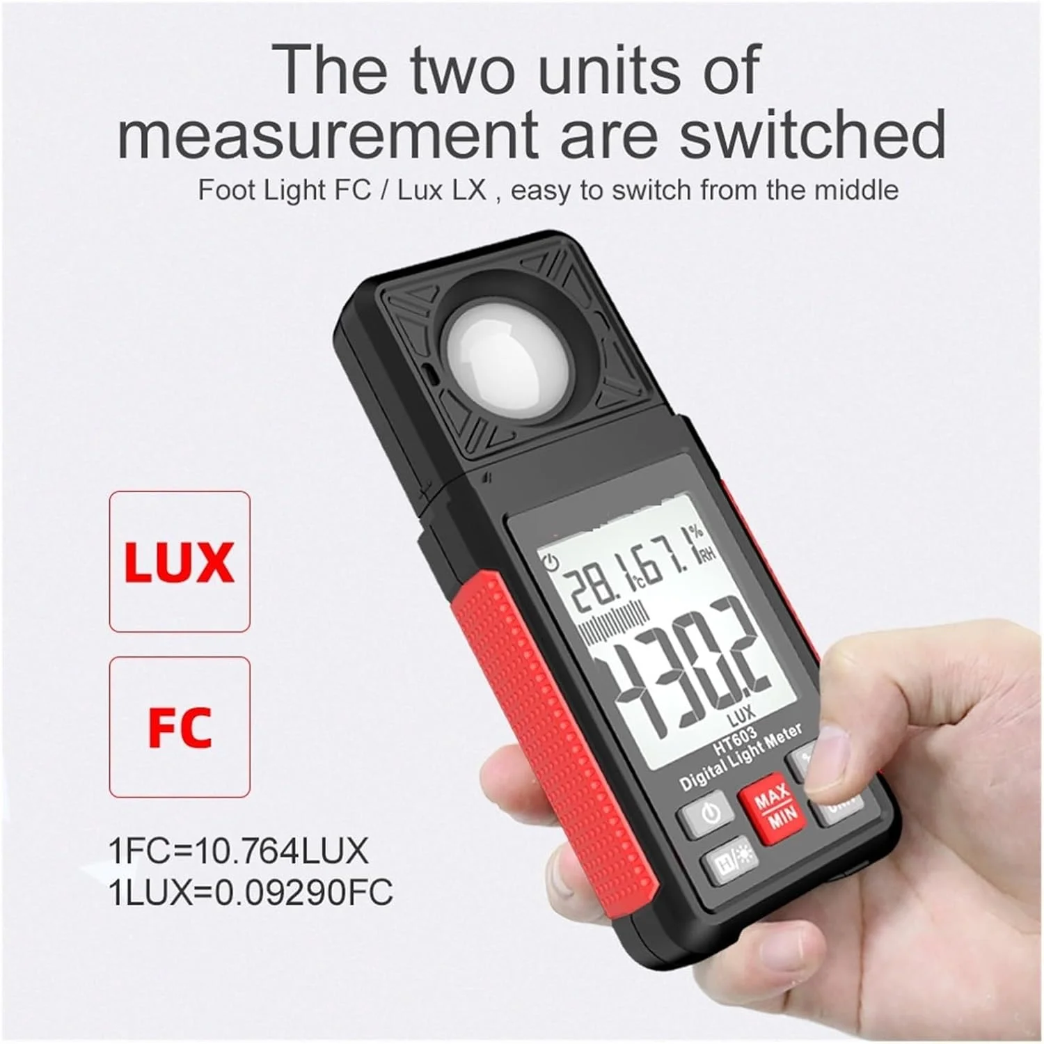 نورسنج، لوکس متر دیجیتال 200000 لوکس FC، تستر نورسنج با رطوبت محیط و دماسنج نورسنج، لوکس متر دیجیتال 200000 لوکس FC، تستر نورسنج با رطوبت محیط و دماسنج