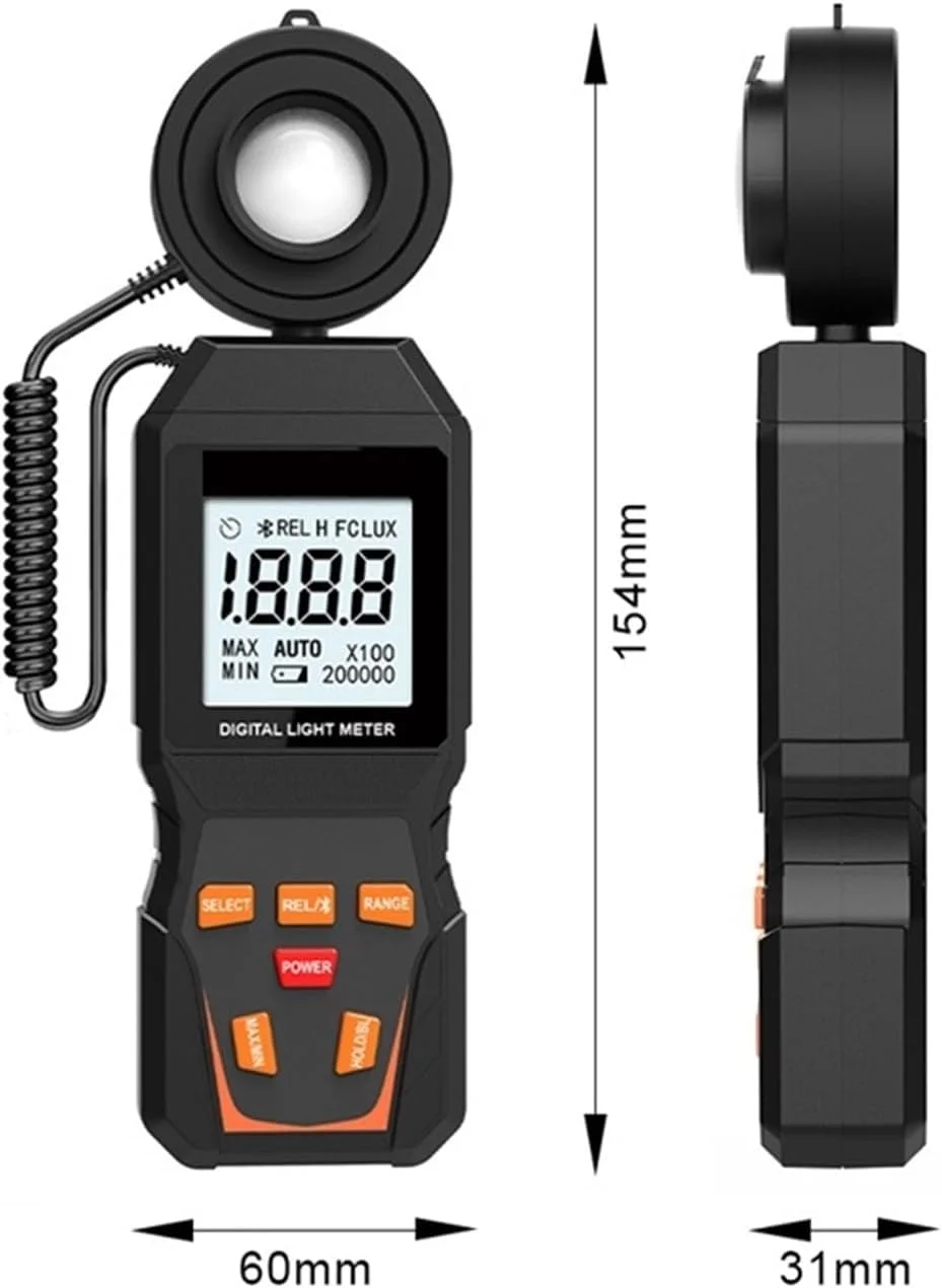 نور سنج نوری NEOCHY، نور سنج دیجیتال دستی، دماسنج محیط، 200,000 LUX، تست حداکثر و حداقل نور نور سنج نوری NEOCHY، نور سنج دیجیتال دستی، دماسنج محیط، 200,000 LUX، تست حداکثر و حداقل نور