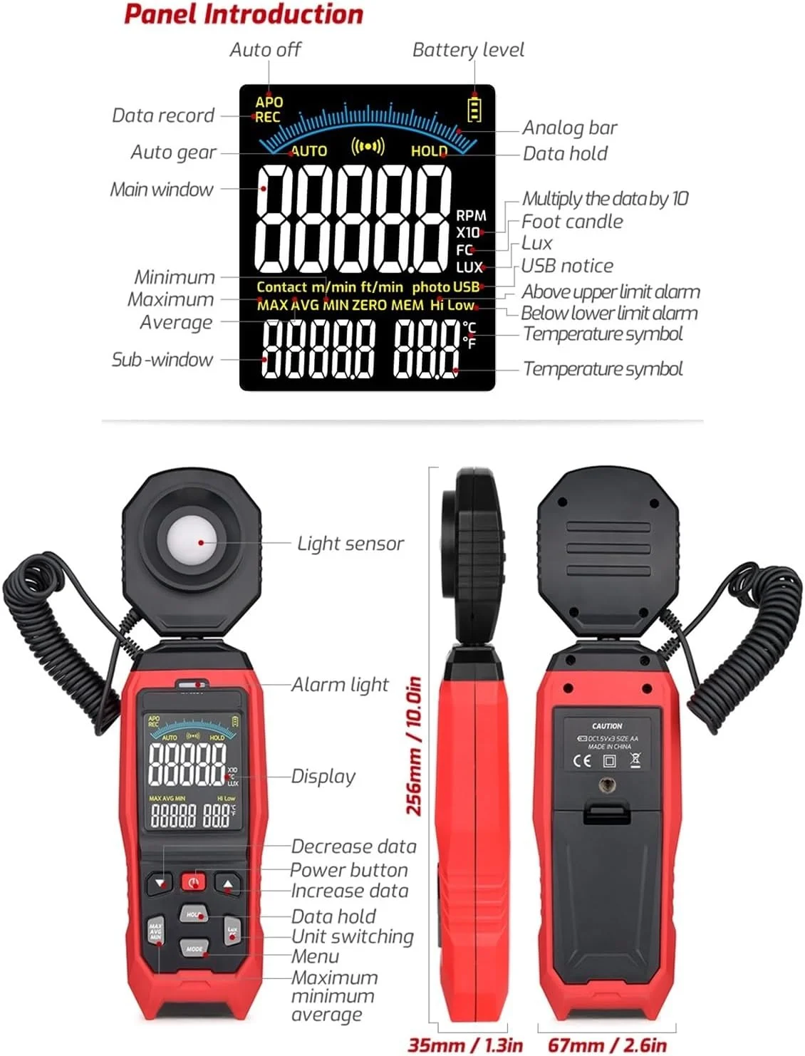 نورسنج دیجیتال LCD، نورسنج دستی، روشنایی سنج، فتومتر، لوکس متر 0-200000 لوکس نورسنج دیجیتال LCD، نورسنج دستی، روشنایی سنج، فتومتر، لوکس متر 0-200000 لوکس