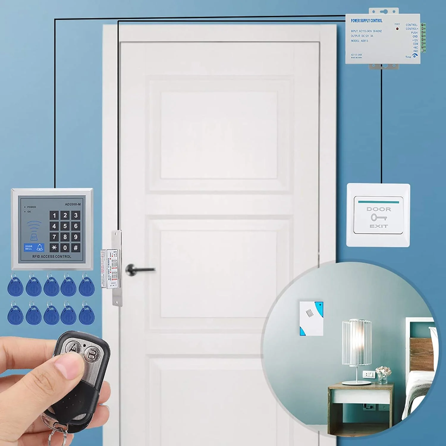 سیستم کنترل دسترسی درب 01، سیستم امنیتی درب با کارت و رمز عبور، قفل هوشمند ضد دستکاری قابل استفاده با سیستم آلارم امنیتی 1102Lb+کارت+رمز عبور+منبع تغذیه 110 ولت سیستم کنترل دسترسی درب 01، سیستم امنیتی درب با کارت و رمز عبور، قفل هوشمند ضد دستکاری قابل استفاده با سیستم آلارم امنیتی 1102Lb+کارت+رمز عبور+منبع تغذیه 110 ولت